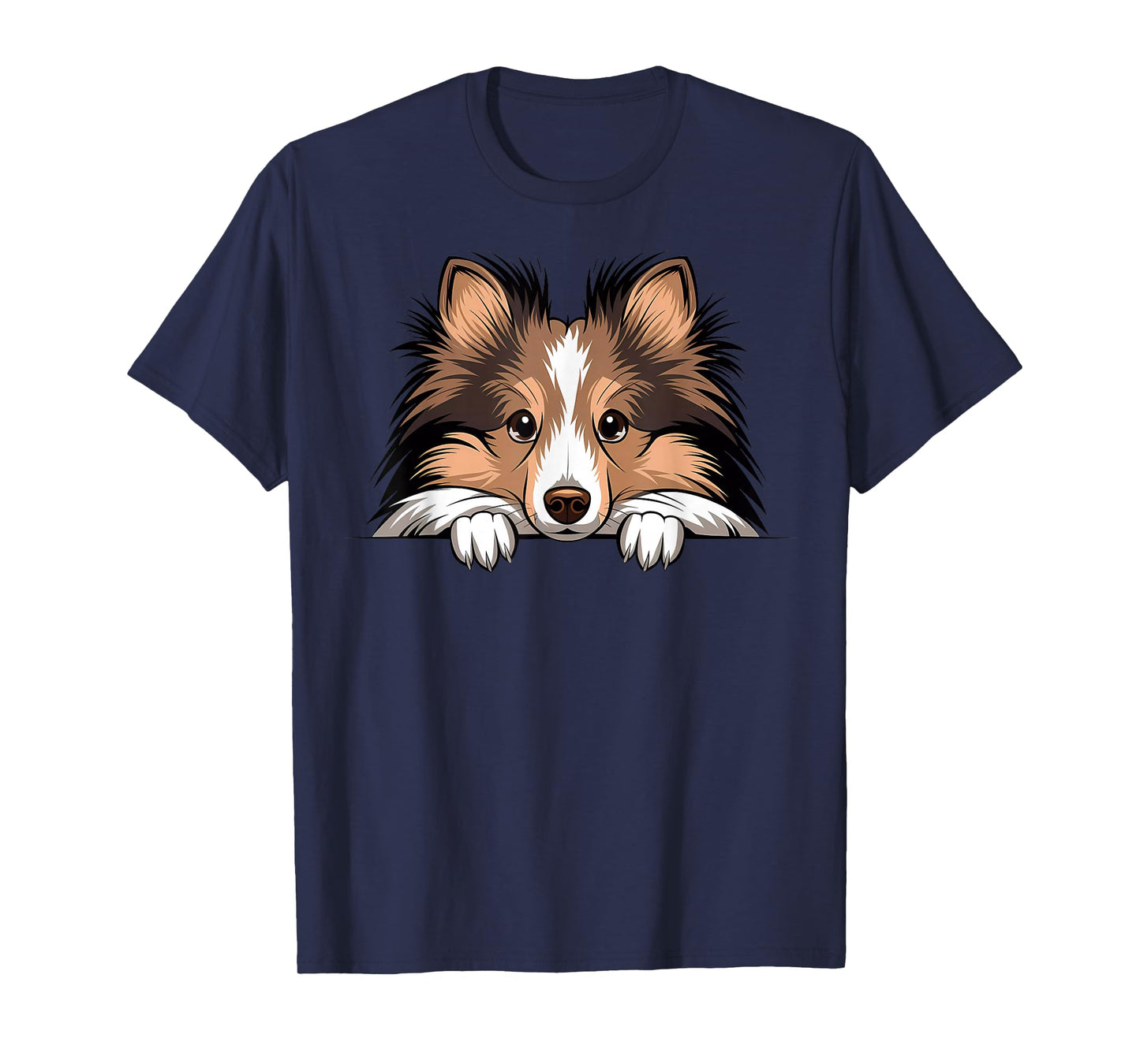 Shetland Sheepdog Cute Peeking Puppy Funny Sheltie Dog Lover T-Shirt