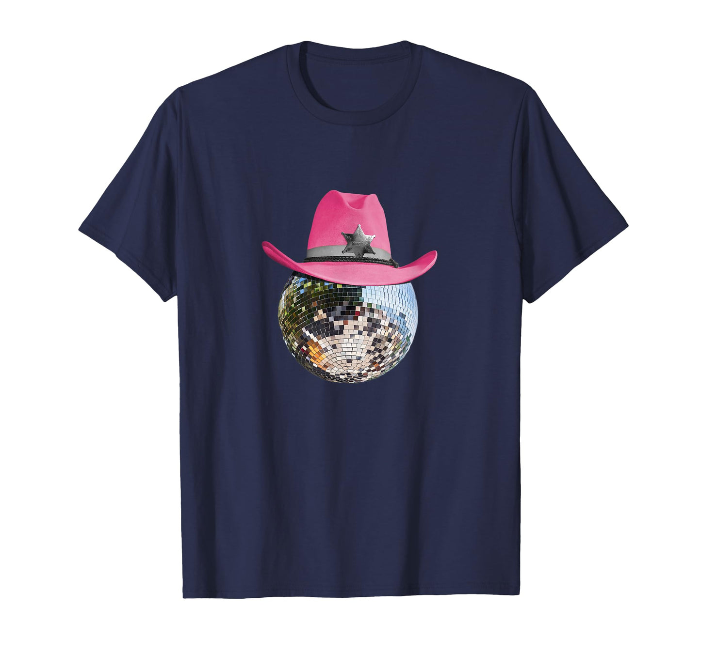 Retro Style Pink Cowboy Hat Club Disco Ball T-Shirt