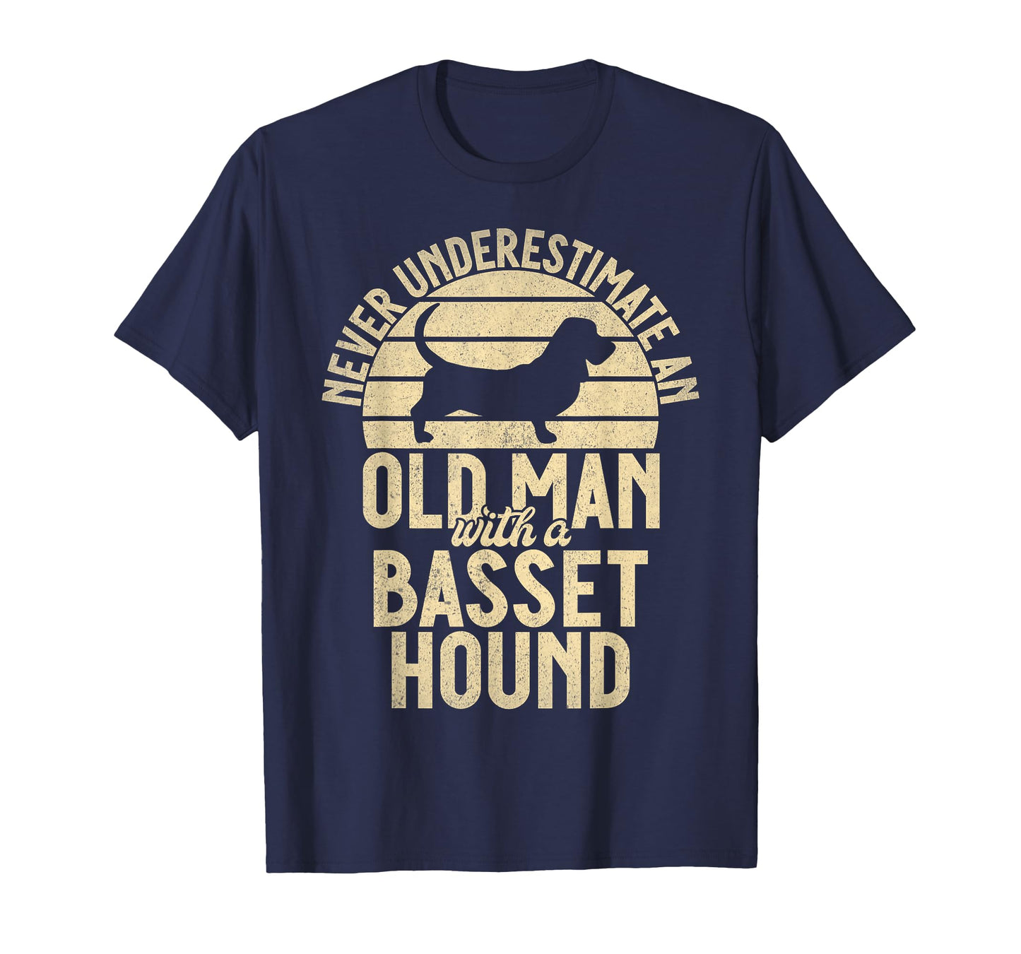Never underestimate an old Man with a Basset Hound T-Shirt