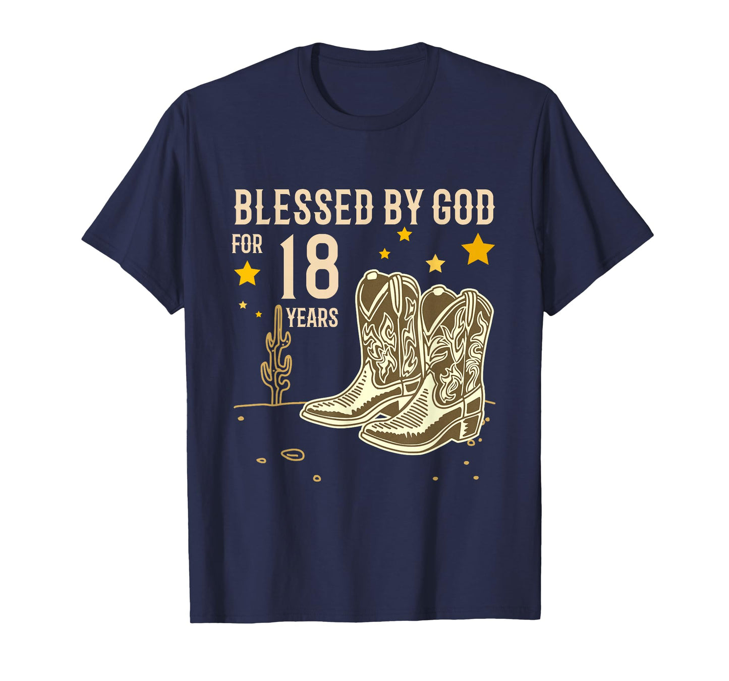 Vintage Blessed by God for 18 Years Cowboy 18th Birthday Boy T-Shirt