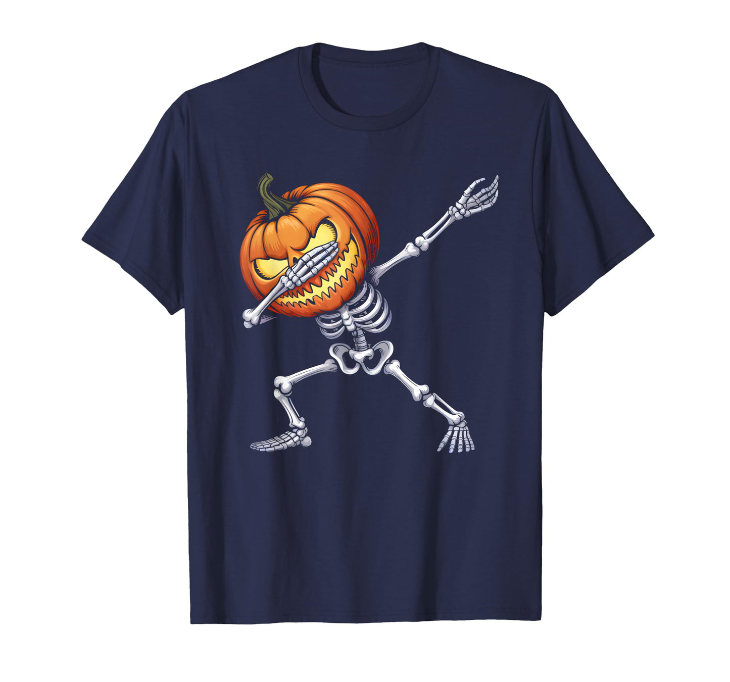 Dabbing Skeleton Halloween Jack O Lantern Pumpkin Boys Men T-Shirt