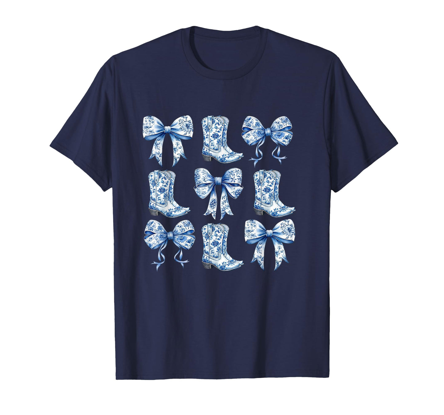 Coquette Cowgirl Blue Bow Toile de Jouy Coquette Aesthetic T-Shirt