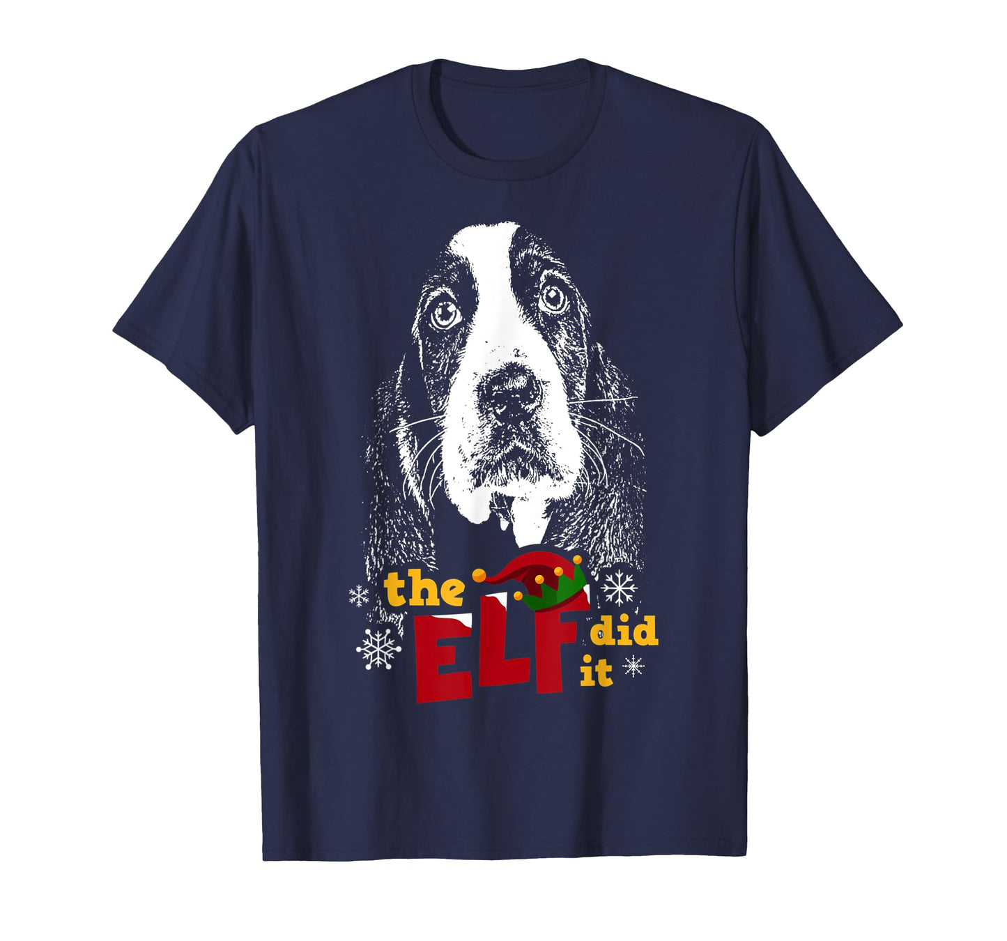 Elf Did it Funny Basset Hound Christmas T-Shirt