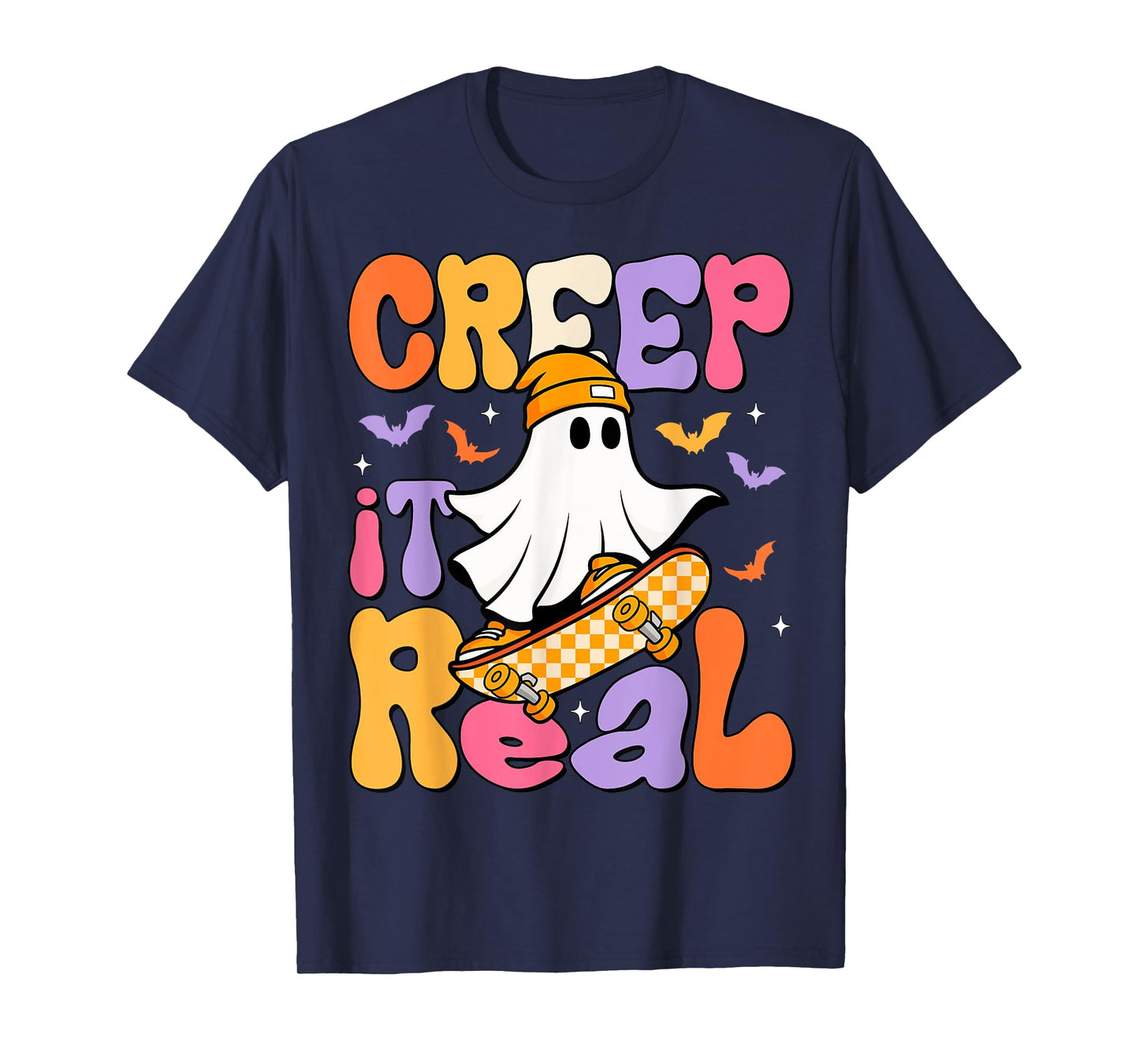 Creep It Real Cool Ghost Halloween Fall Season Men Boy Kids T-Shirt