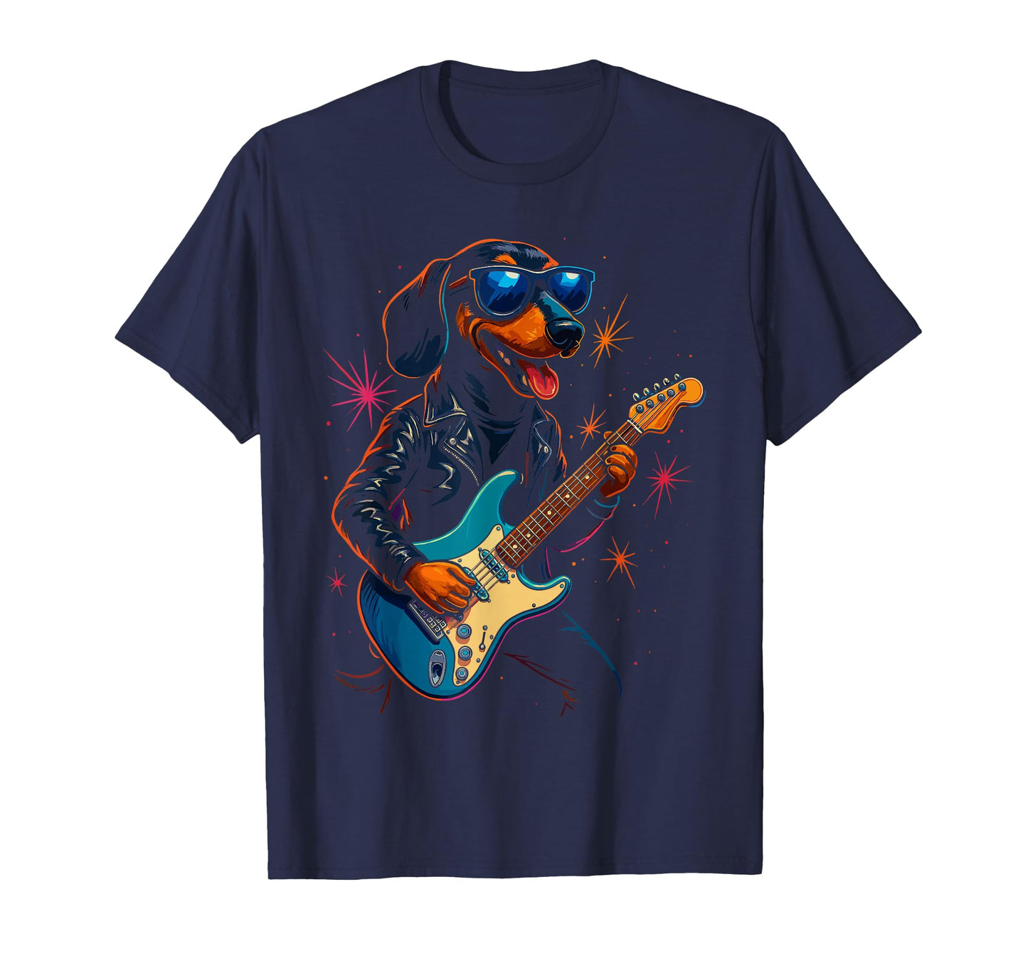 Dachshund Dog Guitar Shirt, Funny Rock and Roll Weenie Dog T-Shirt