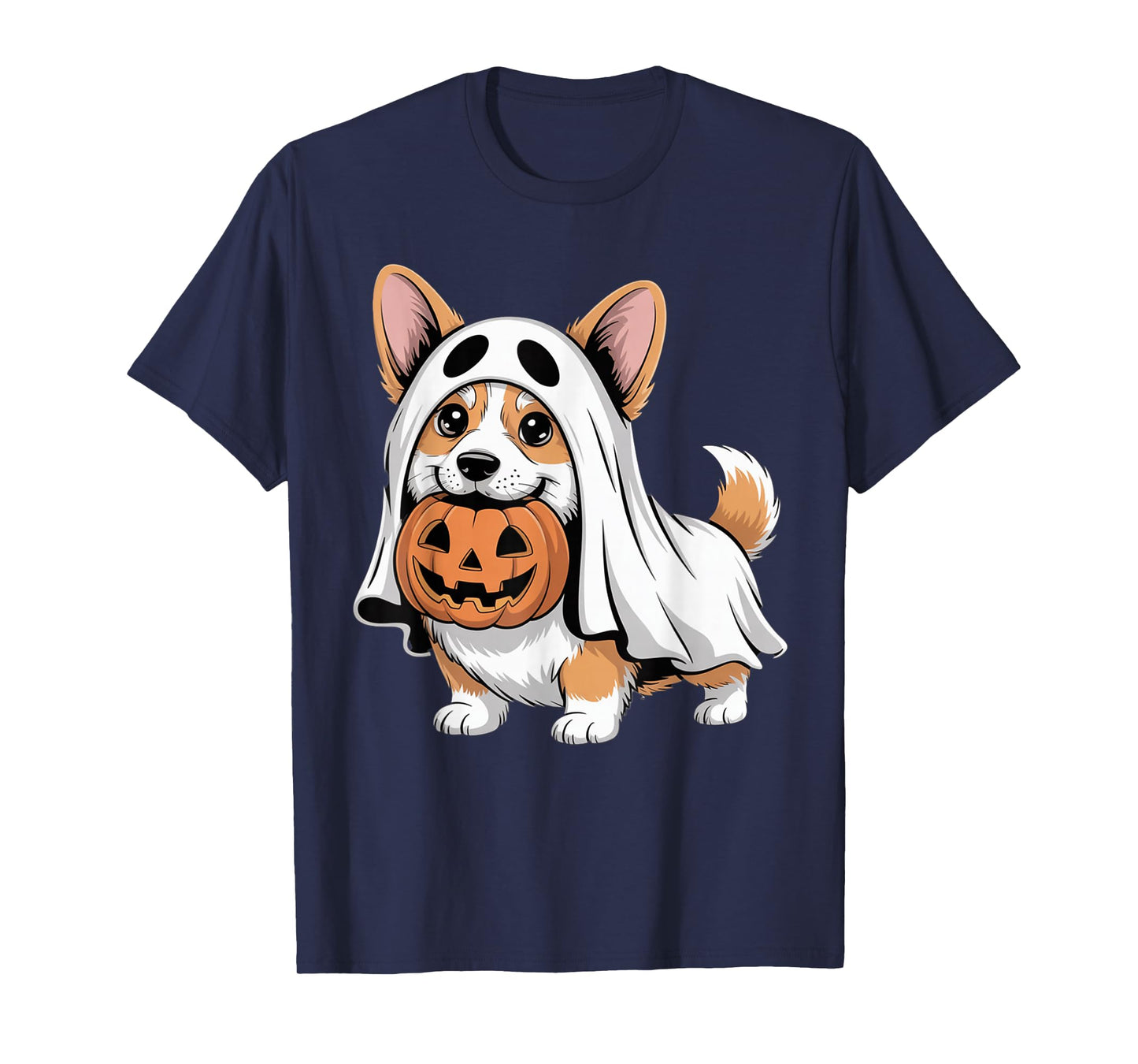 Cute Corgi Ghost Pumpkin Dog Owner Halloween Costume T-Shirt