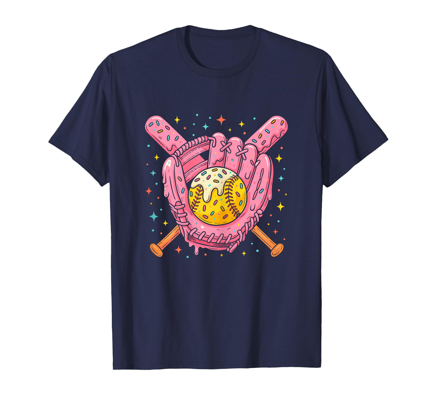 Ice Cream Drip Sprinkle Baseball Softball Glove Drip T-Shirt