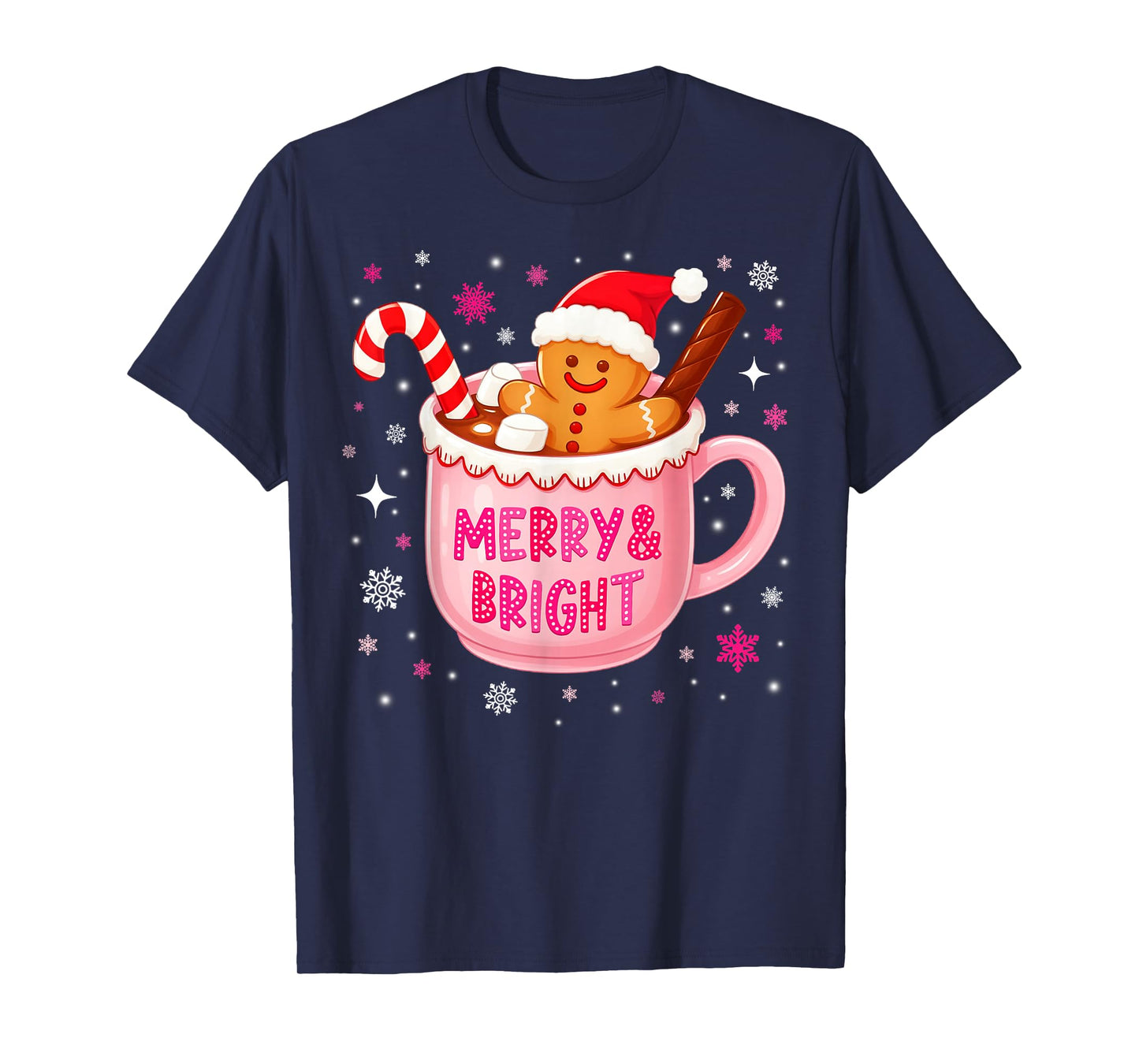 Merry and Bright Hot Cacao Gingerbread Christmas Xmas Women T-Shirt