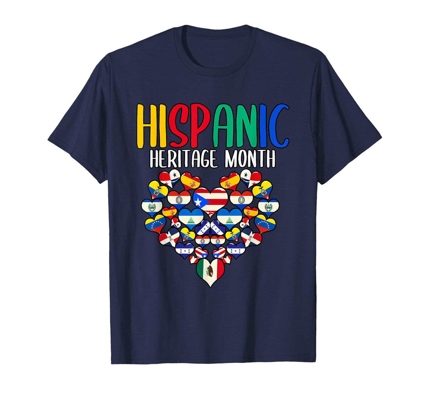 Hispanic Heritage Month All Countries Flags Heart T-Shirt