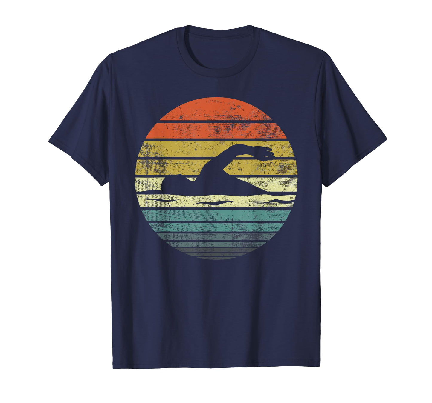 Swimmer Gifts Funny Retro Vintage Sunset Swim Coach Swimming T-Shirt
