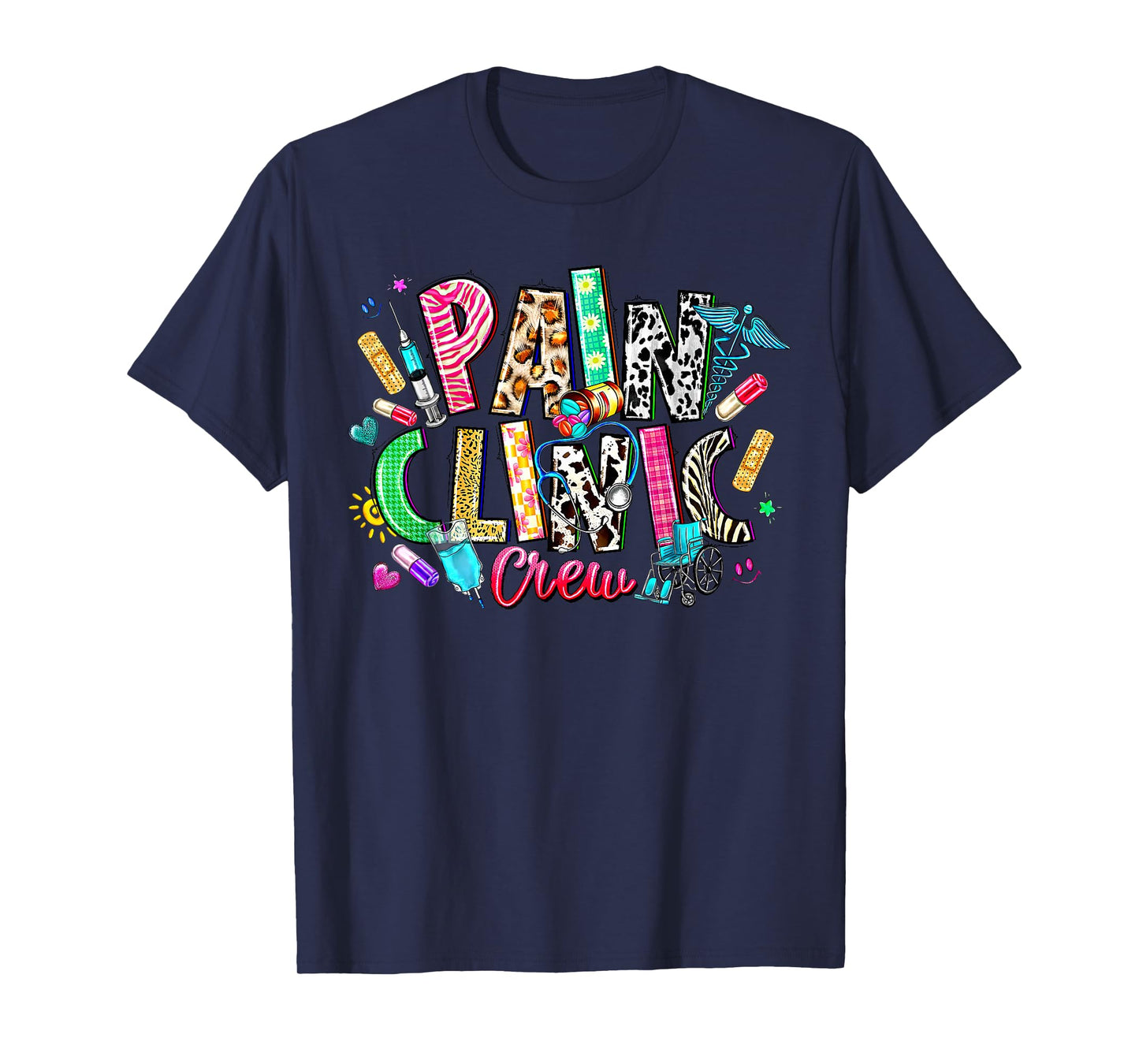 Retro Leopard Pain Clinic Crew Nurse Pain Management Nurse T-Shirt