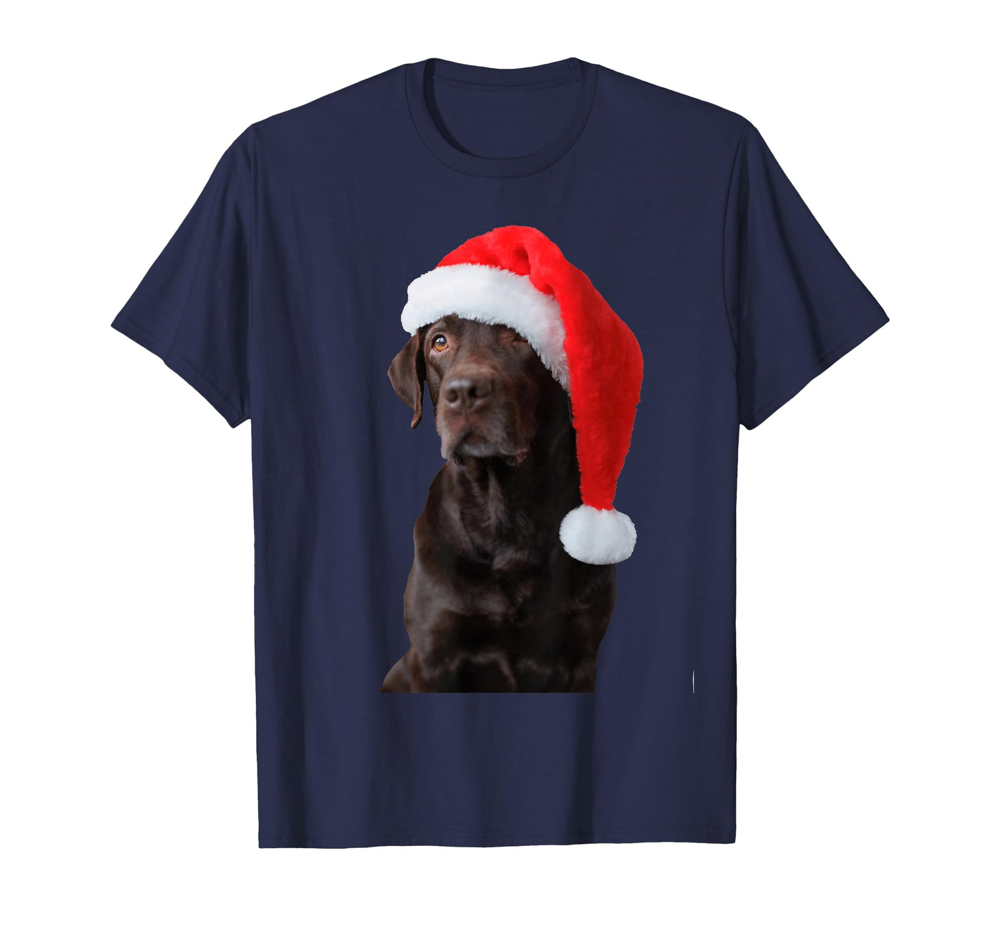 Chocolate Lab Dog Portrait Santa Hat Cute Christmas Labrador T-Shirt