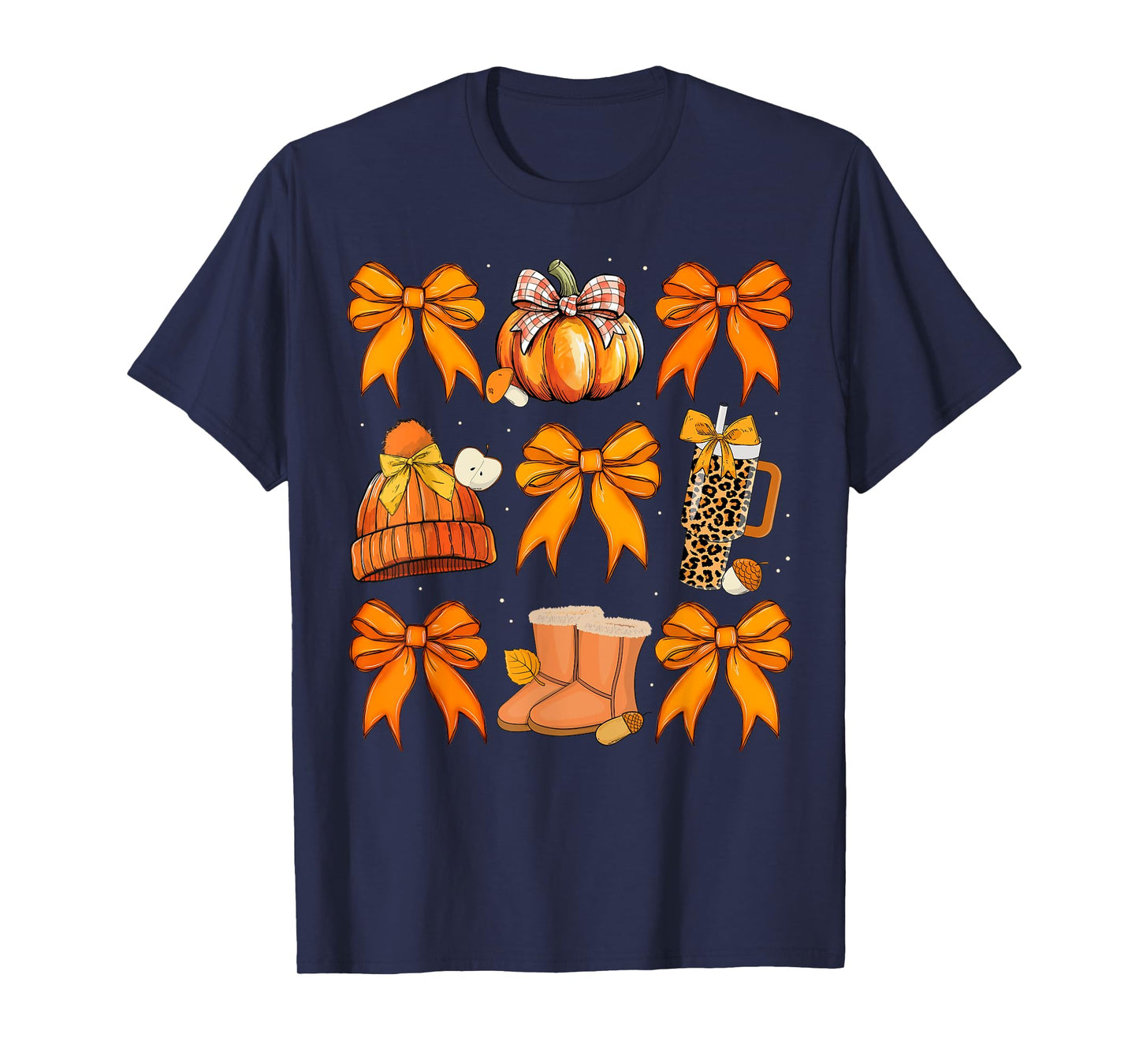 Retro Pumpkin Coquette Bow Fall Autumn Halloween Girl Women T-Shirt