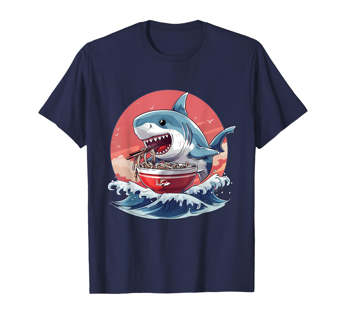 Sea Animal Japanese Noodles Shark Eating Ramen Noodles T-Shirt
