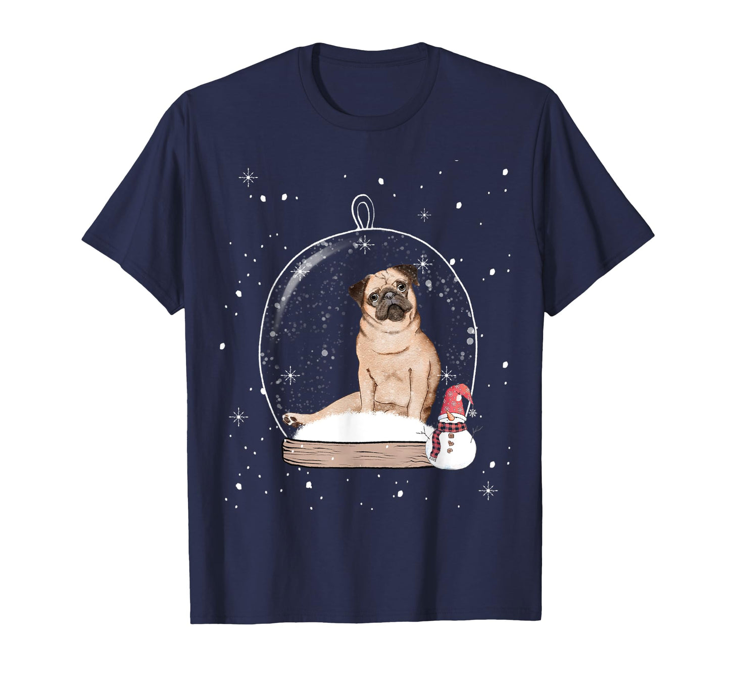 Christmas Pug Dog Snow Globe Pajama T-Shirt for Men Women Kids