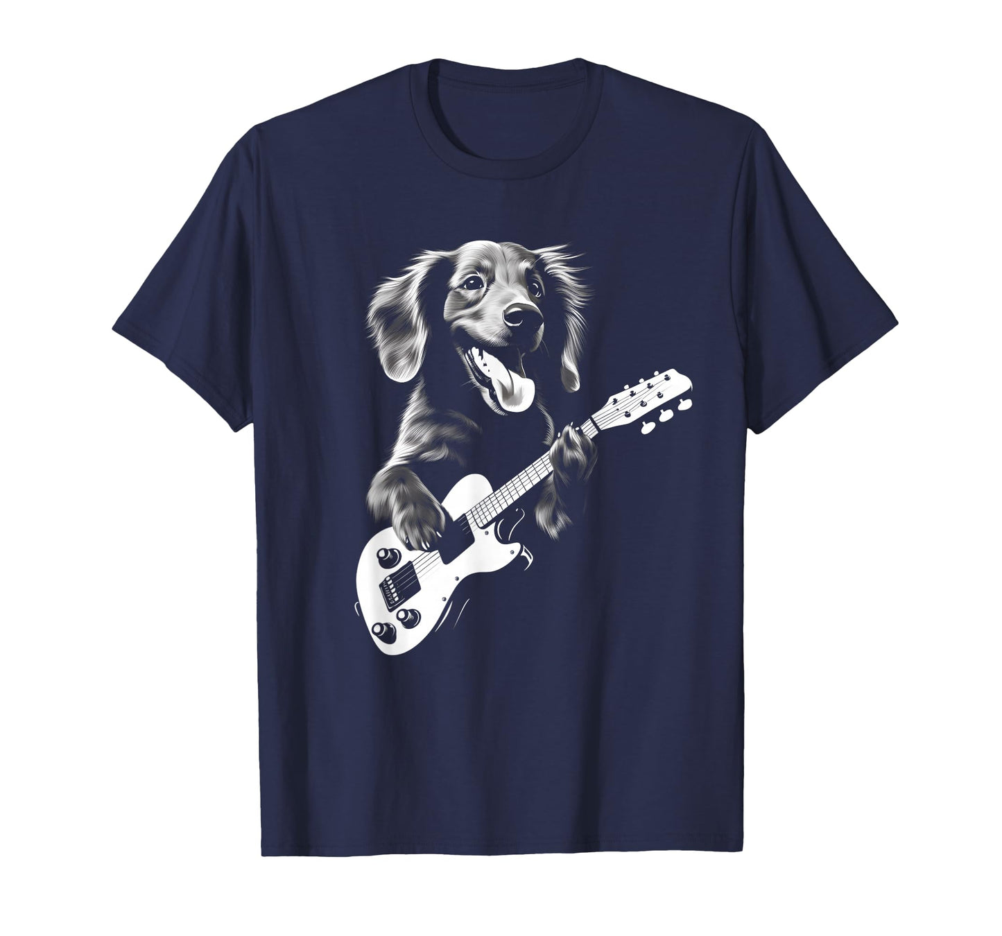 Dachshund Playing Guitar - Funny Guitar Dog T-Shirt