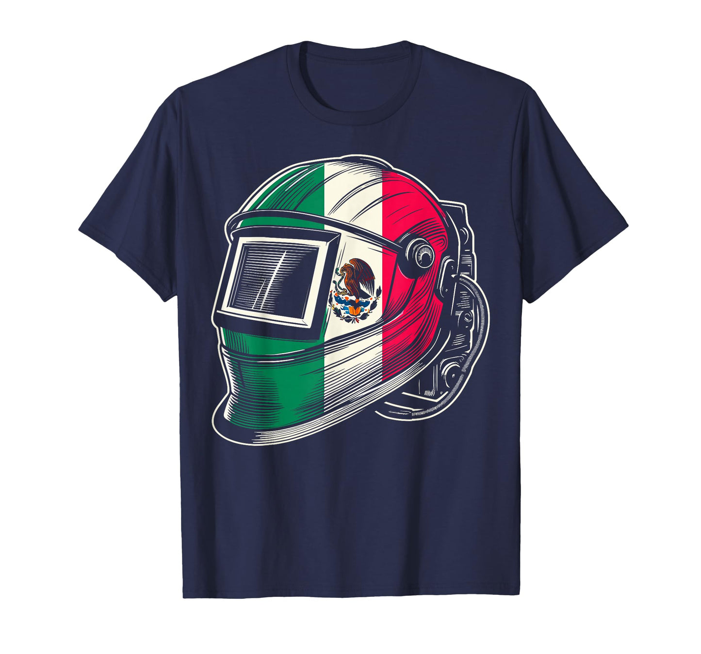 Mexico Flag Pipeliner Welding Hood Distressed Welder T-Shirt