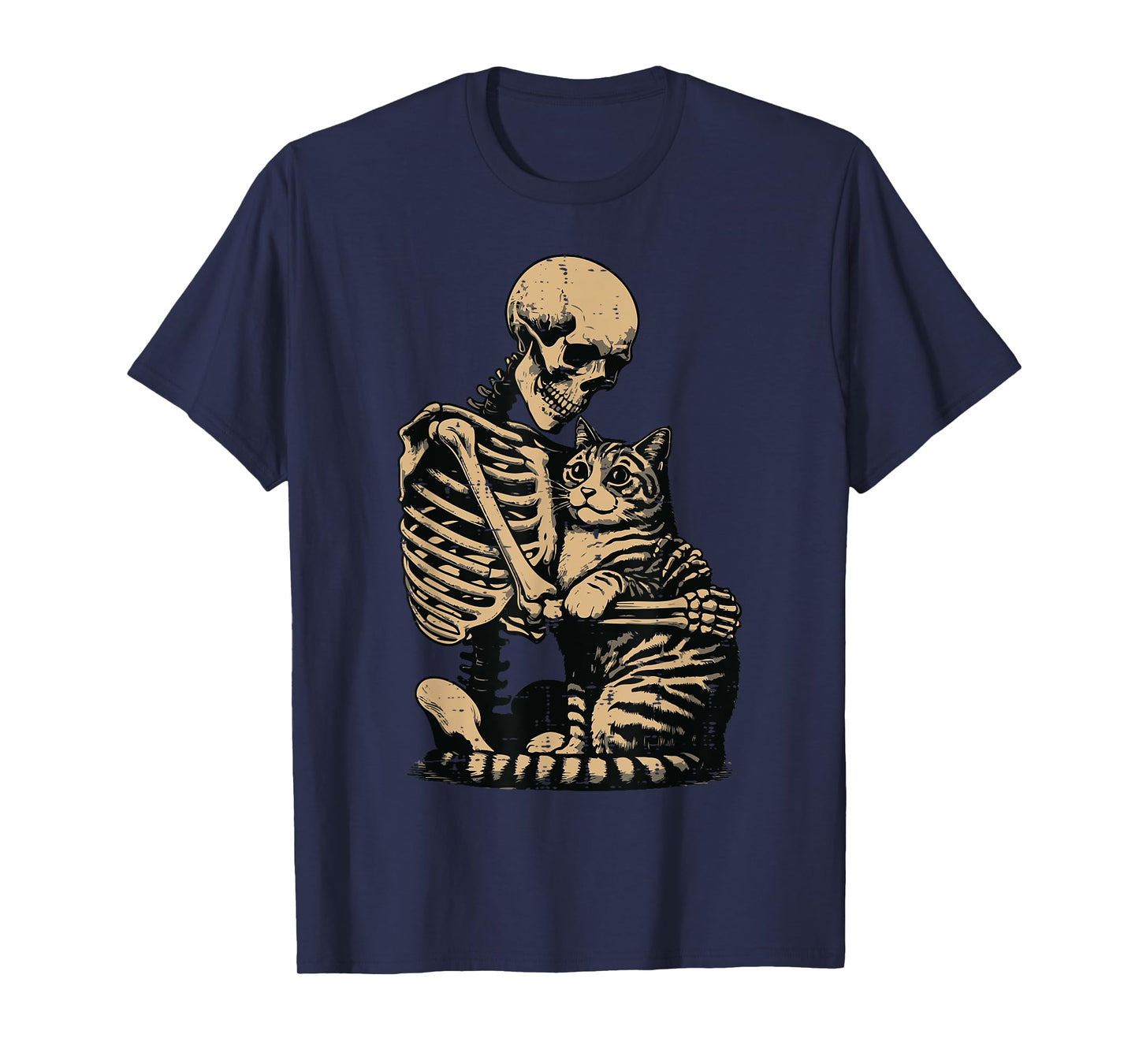 Halloween Skeleton Hugging Cat Scary Costume Men Women Kids T-Shirt