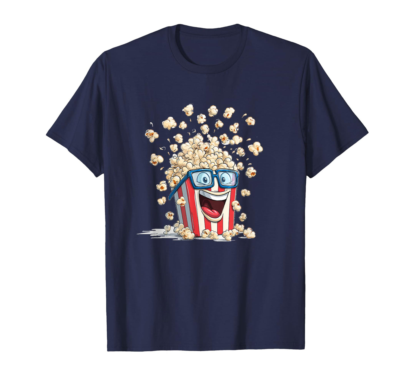 Laughing Popcorn with Glasses for Cinema and Movie Nights T-Shirt