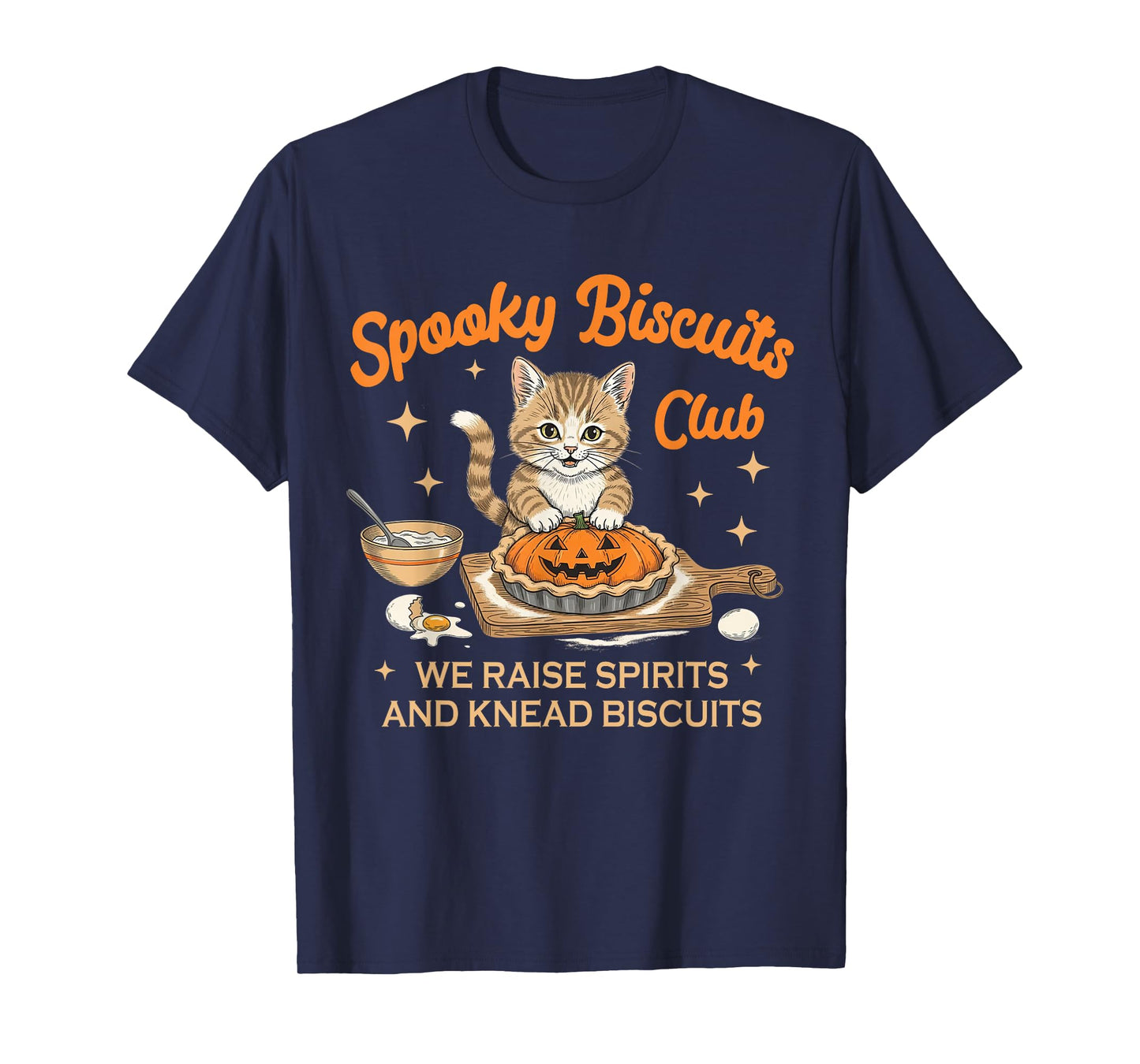 Spooky Biscuits Club Halloween Baking Bakery Cat Lover Baker T-Shirt
