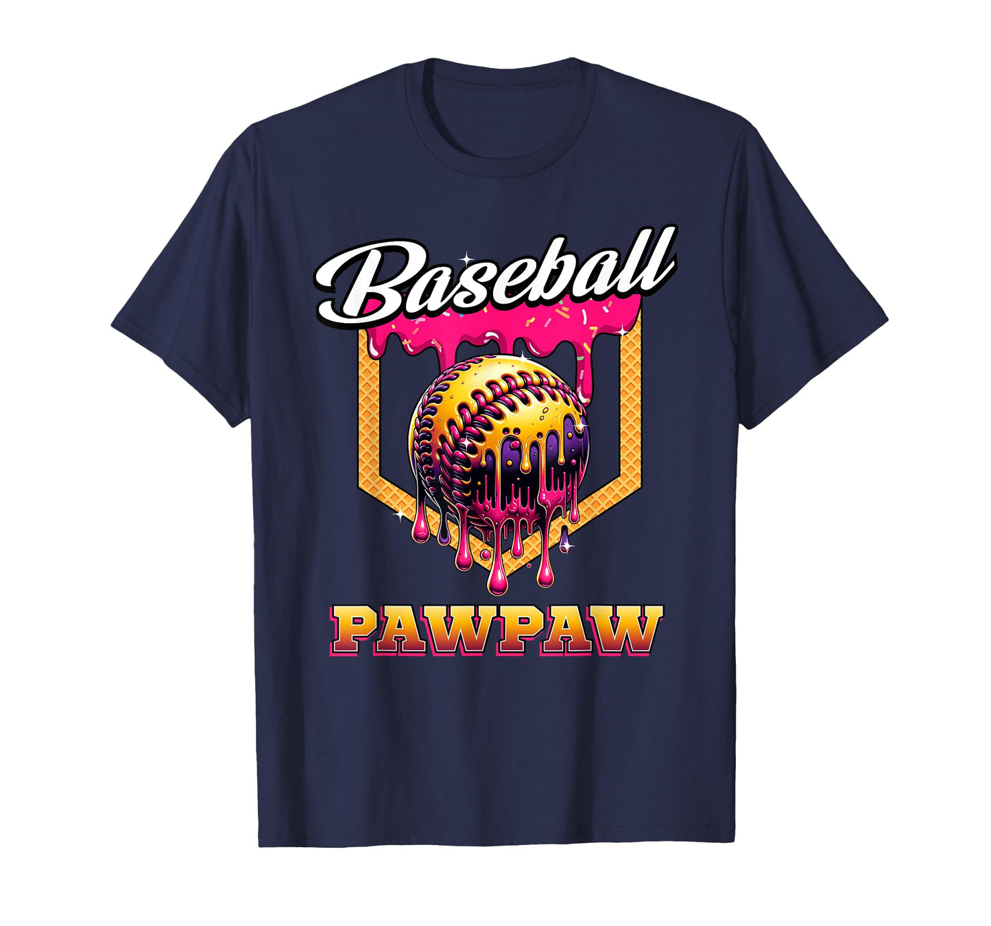 Baseball Pawpaw Ice Cream Drip Home Plate Dripping T-Shirt