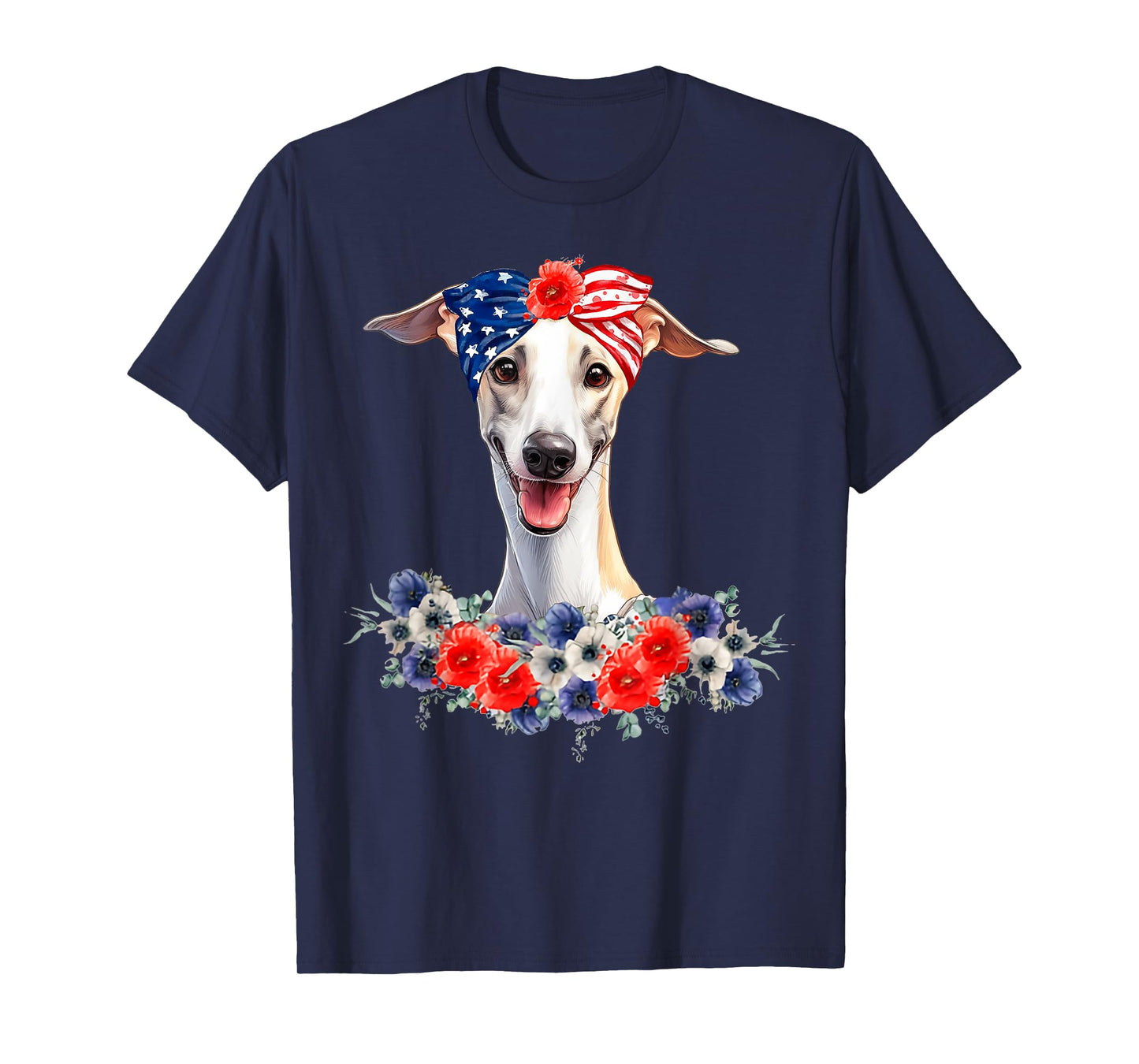 Whippet Dog Bandana American Flag 4th Of July T-Shirt