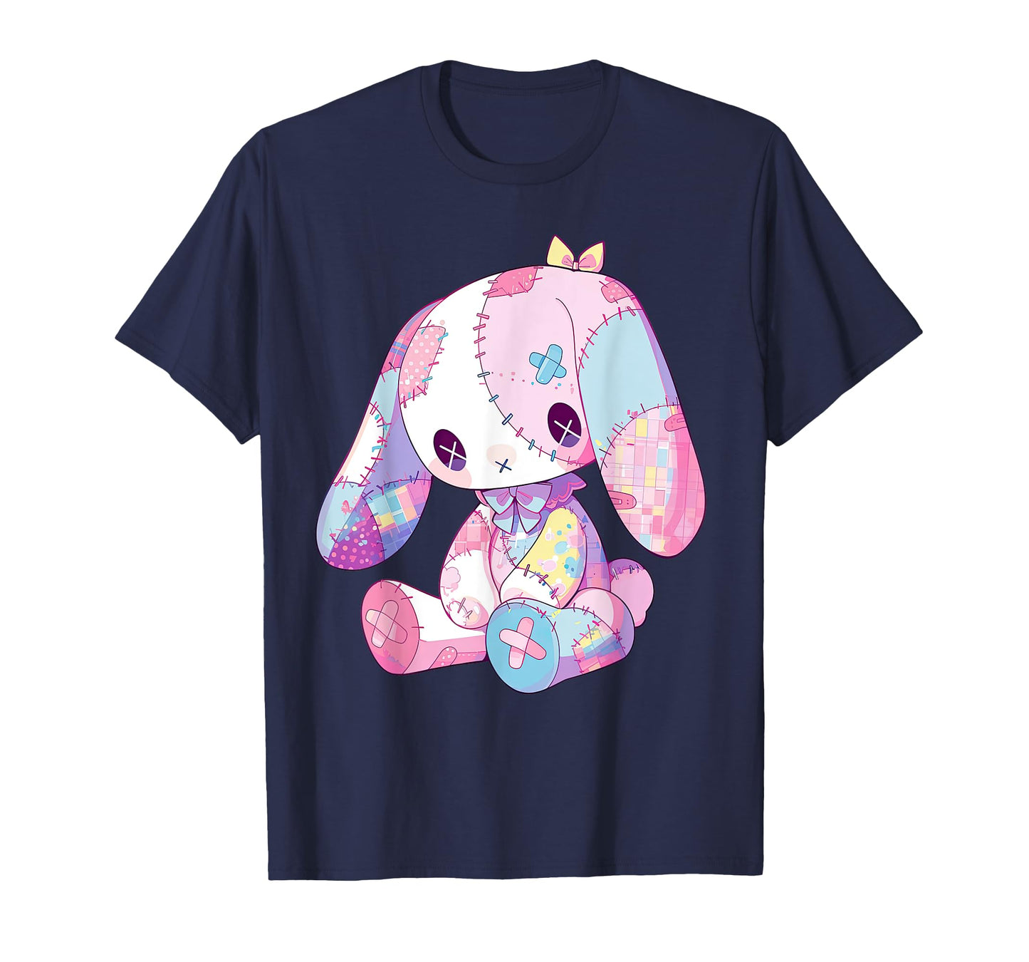 Kawaii Pastel Goth Creepy Cute Witchy Sad Zombie Pink Bunny T-Shirt