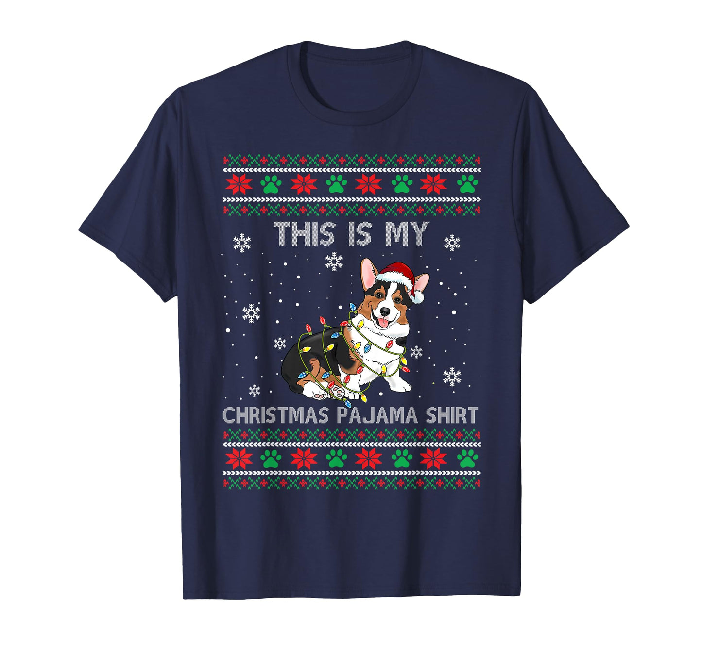 This Is My Christmas Pajama Shirt Tricolor Corgi Pjs Xmas T-Shirt