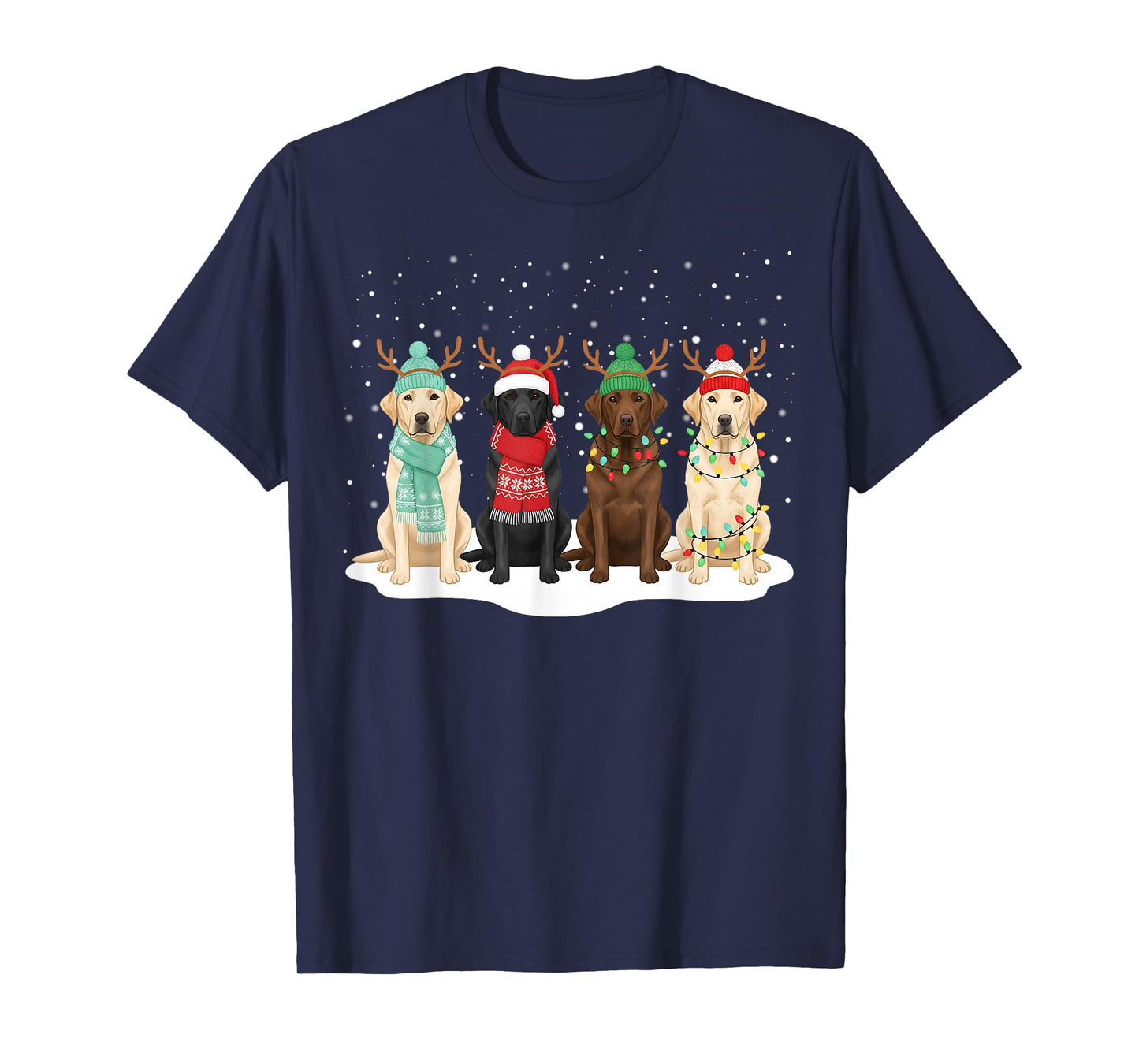 Black Lab Labrador Dog Christmas Crew Matching Family Xmas T-Shirt