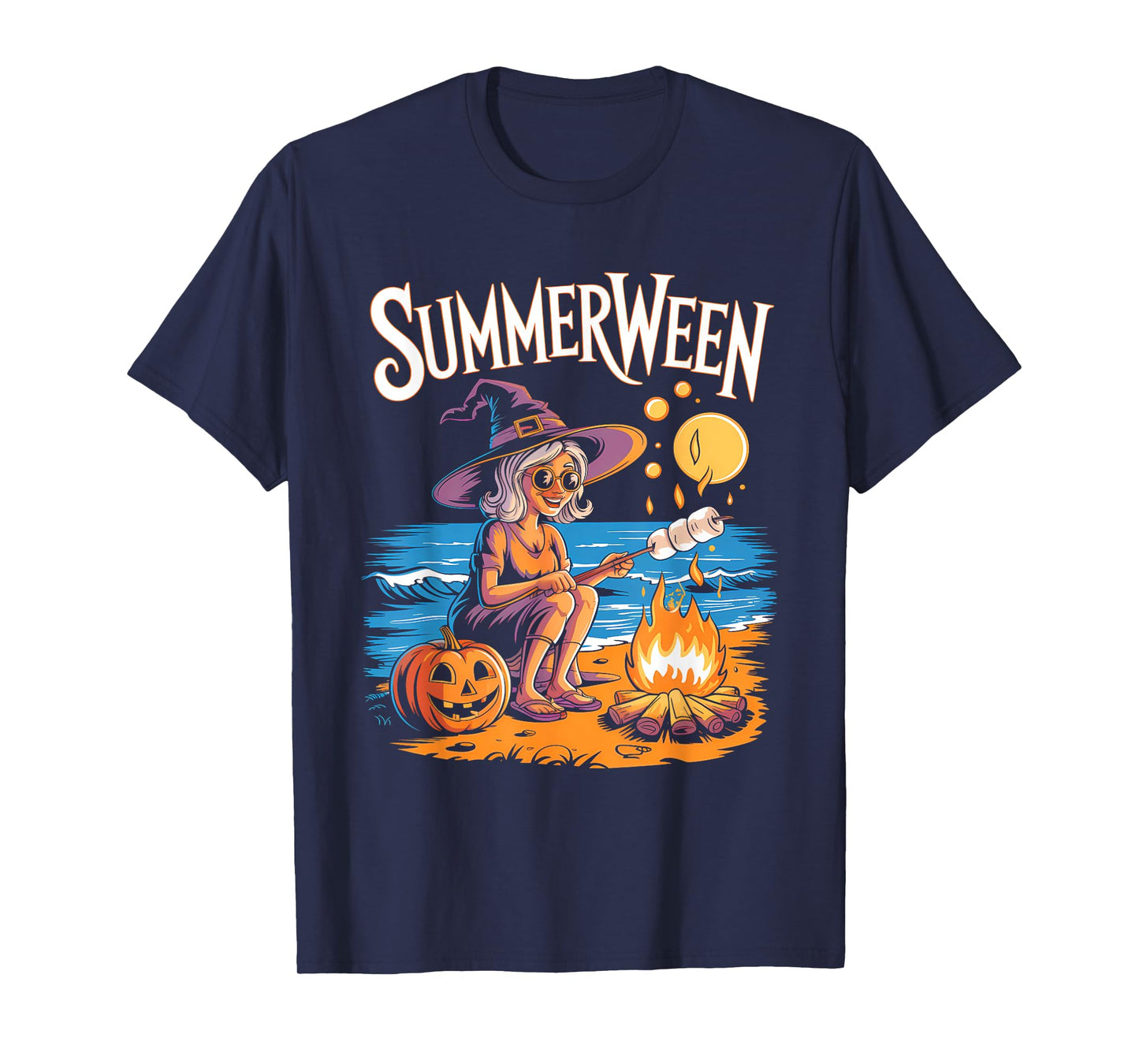 Cute Summerween Ghost Funny Beach Halloween T-Shirt