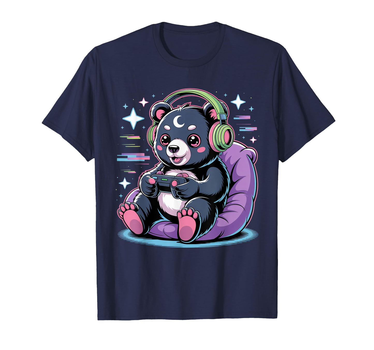 Gamer Bear Video Game Kawaii Goth Girl Clothes Pink Goth T-Shirt