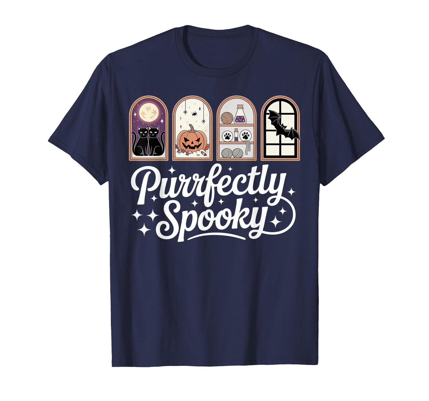 Retro Cat Lady Cute Victorian Halloween Purrfectly Spooky T-Shirt