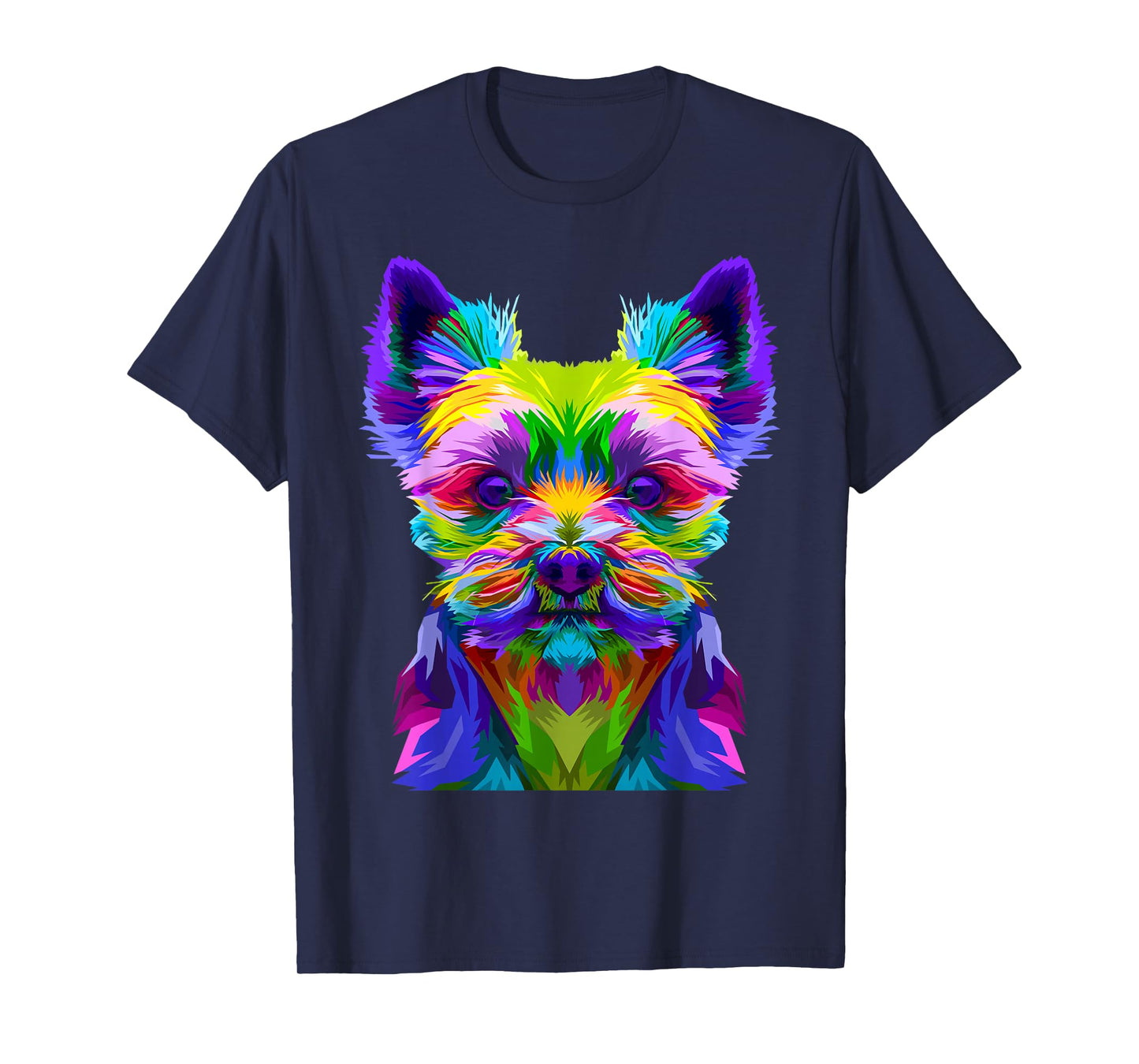 Yorkshire Terrier Yorkie Pop Art T-Shirt - Multicolor, Small, Unisex, Short Sleeve, Crew Neck, Classic Fit, Adult, Dog Lovers, Women, Unisex
