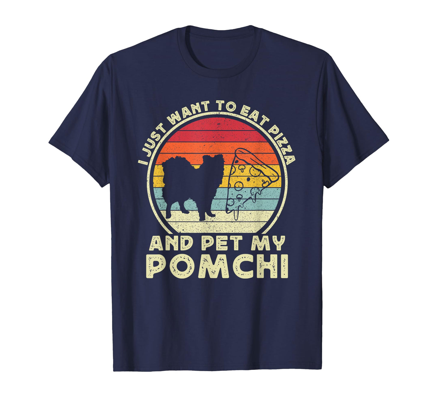 Pizza And Pomchi For Men Women Pom-Chi Dog Mom Dad Funny T-Shirt