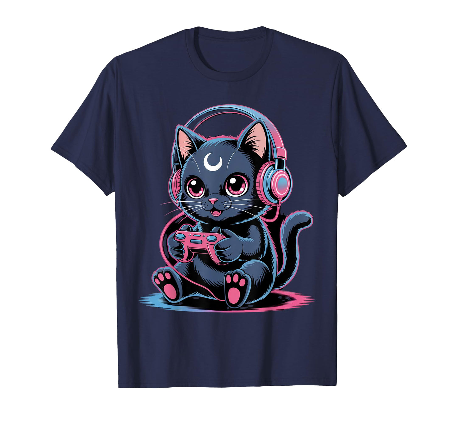 Gamer Black Cat Video Kawaii Goth Girl Clothes Pink Goth T-Shirt