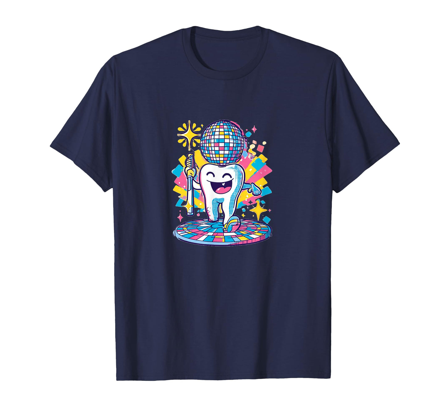Funny Retro Disco Tooth with Toothbrush Costume T-Shirt