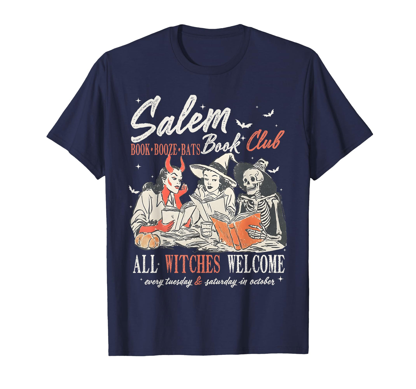 Vintage Salem Book Club Witchy Witch Spooky Season Halloween T-Shirt
