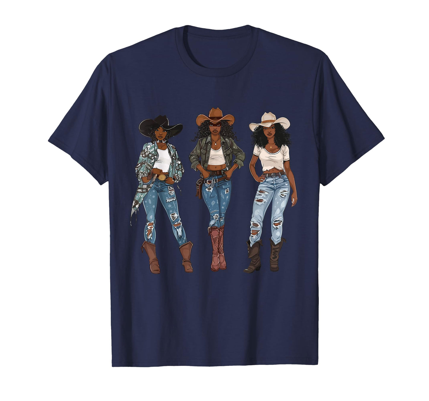Black African American Cowgirl Western Country Texas Rodeo T-Shirt