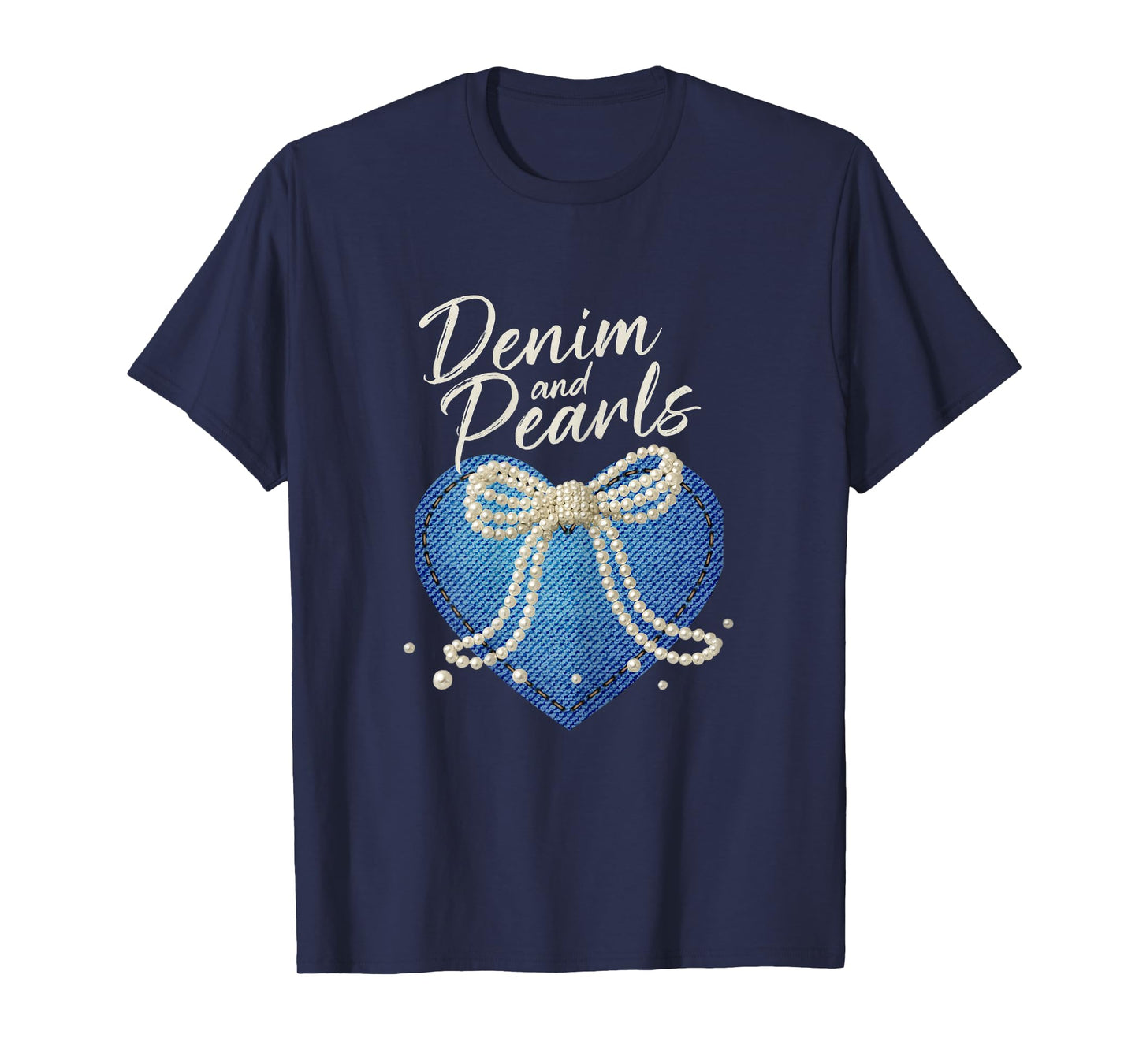 Denim and Pearls Heart Country Western Fashion for Women's T-Shirt