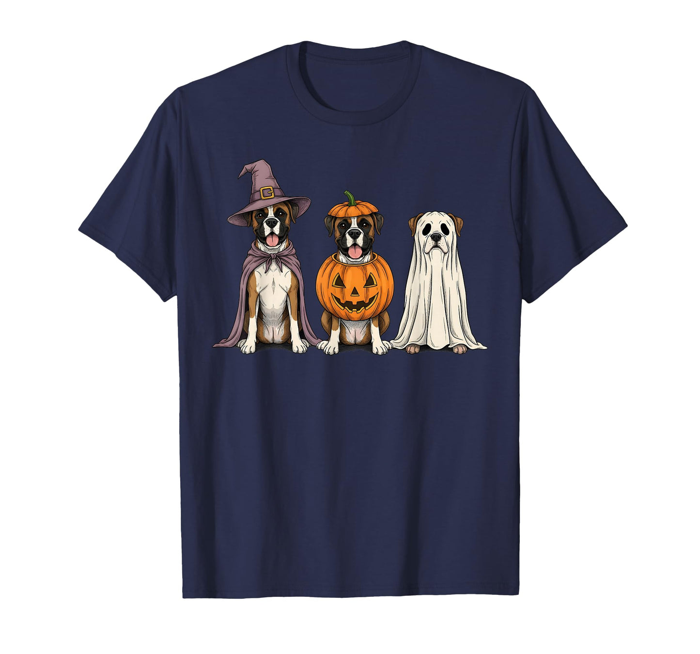 Spooky Ghost Boxer Dog Lover Pumpkin Halloween T-Shirt