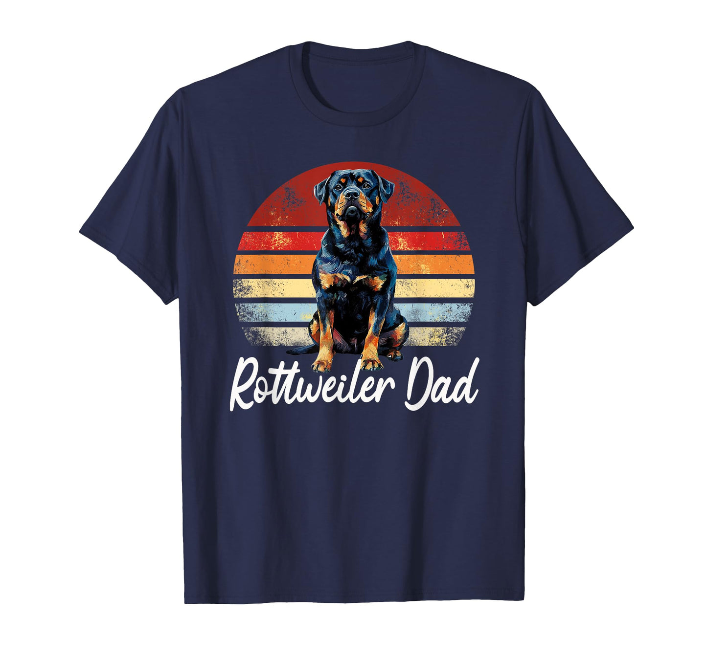 Mens Vintage Retro Sunset Dog Dad Rottweiler Fathers Day T-Shirt