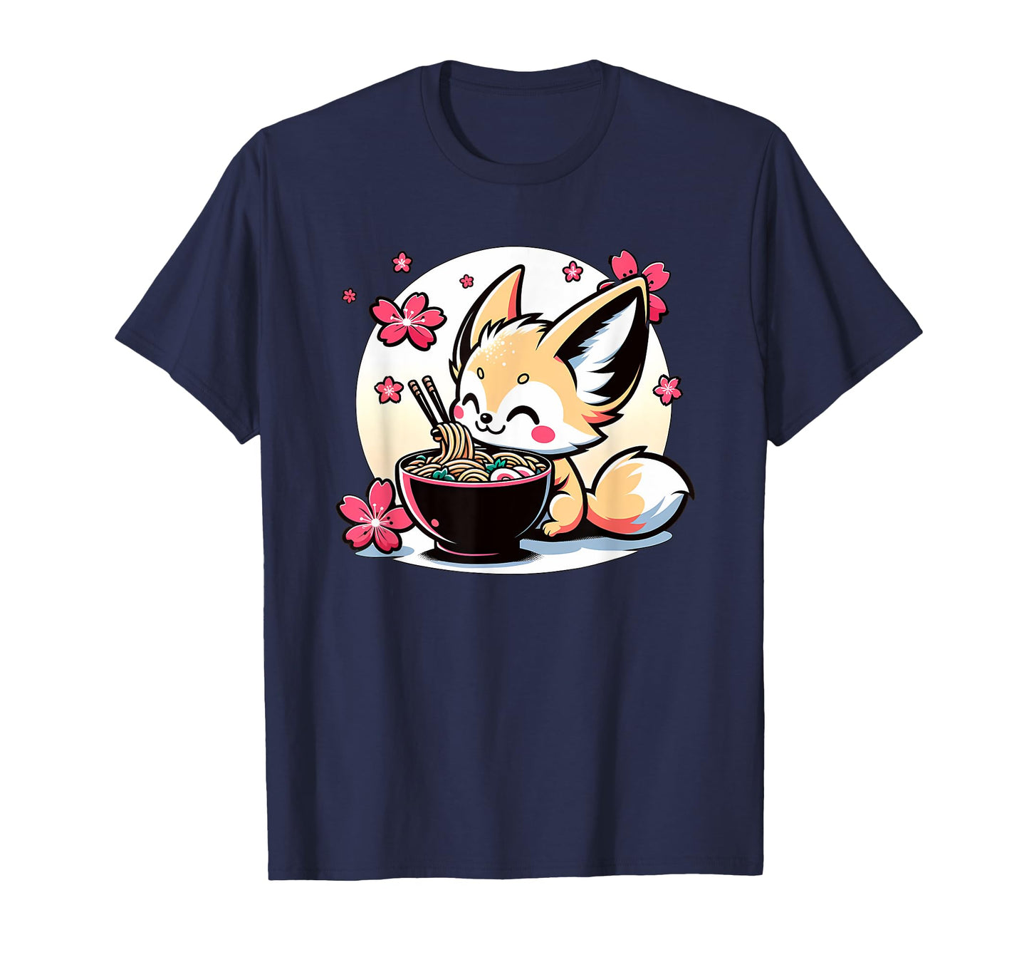 Kawaii Fennec Fox Eating Ramen T-Shirt