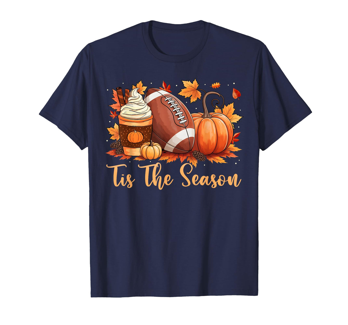 Tis The Season Fall Thanksgiving Pumpkin Spice Football T-Shirt