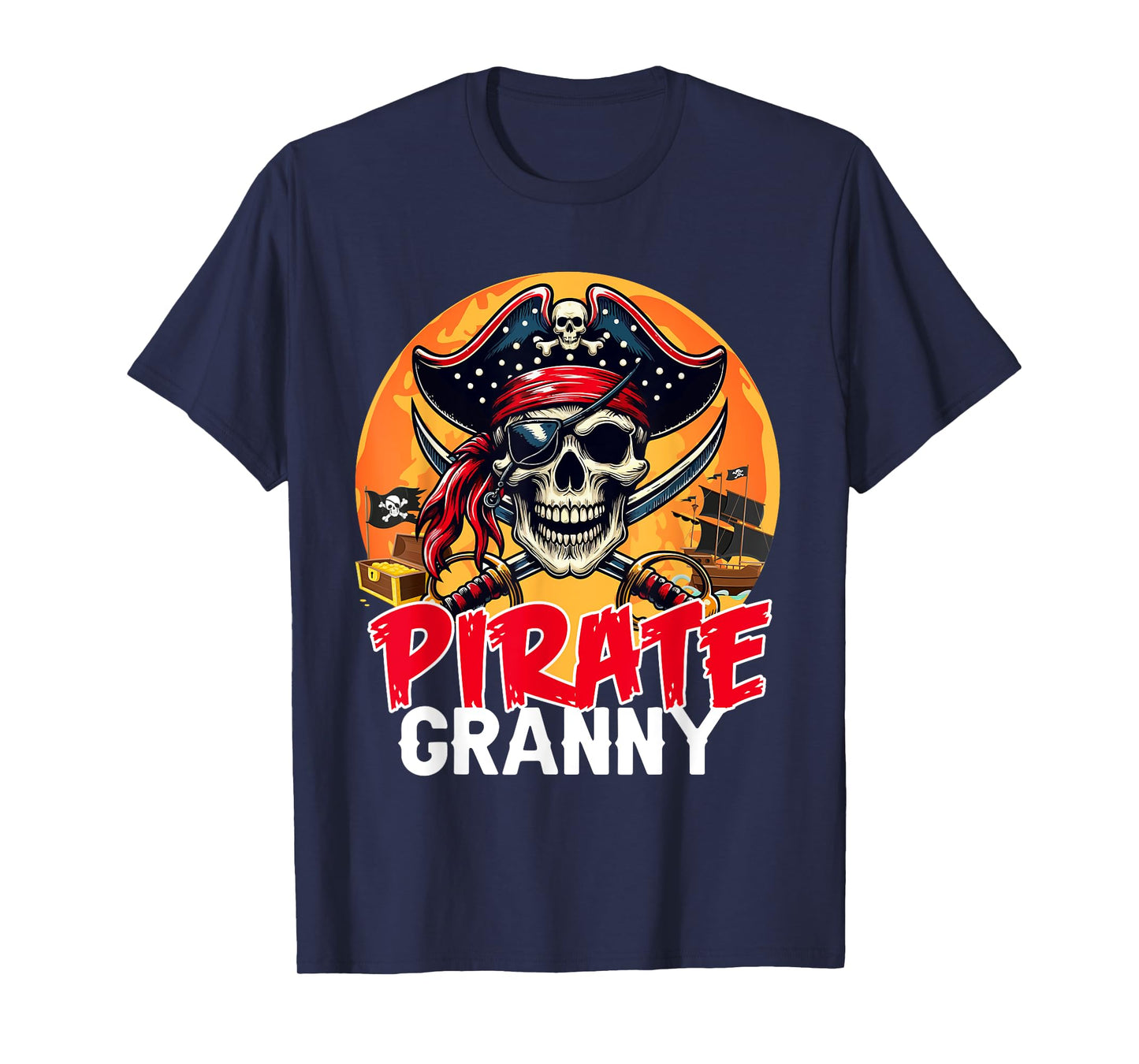 Pirate Granny Halloween Horror Pirate Skull Costume Family T-Shirt