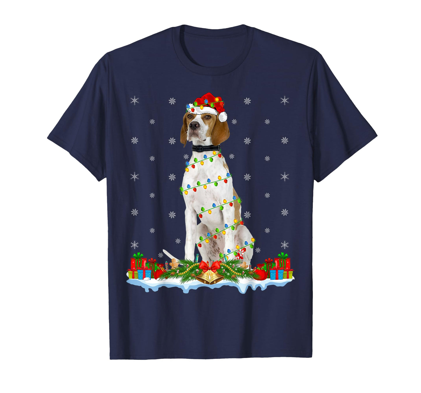English Pointer Dog Xmas Lighting English Pointer Christmas T-Shirt for Men Women Kids