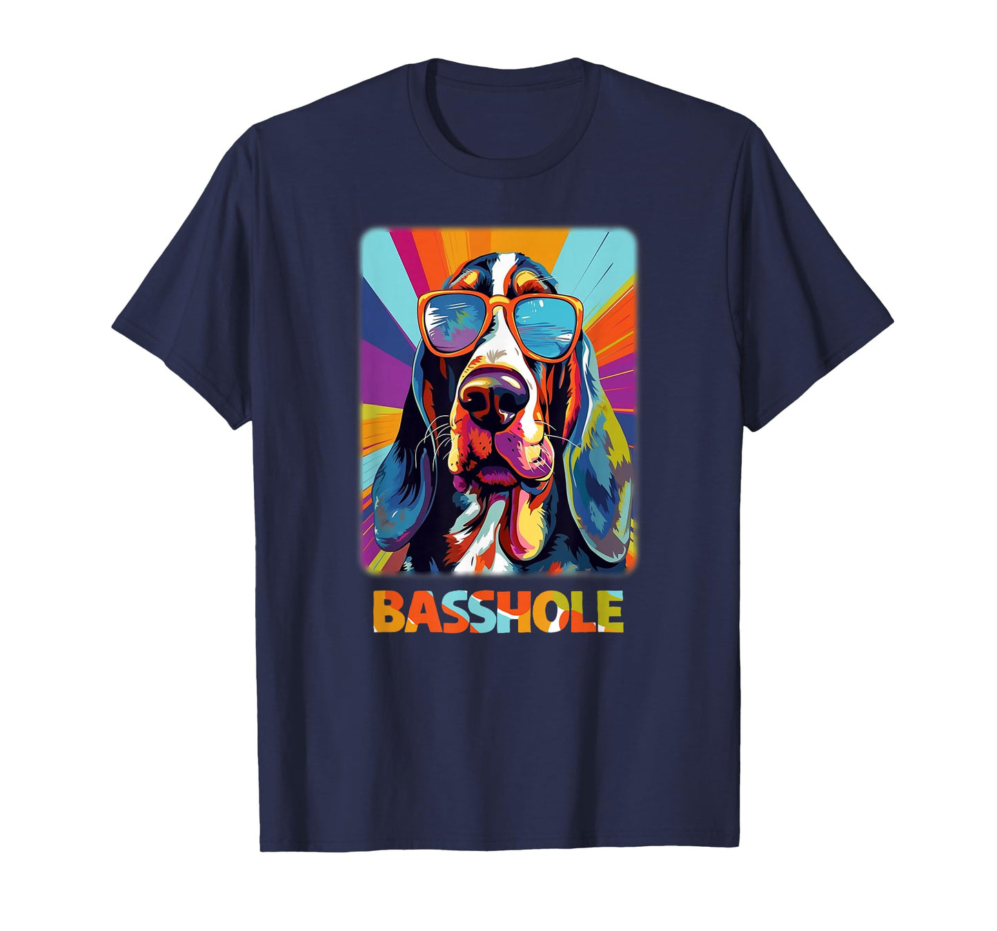 Mom & Dad of a Basshole - Basset Hound with Glasses Unisex-Adults Black Short Sleeve T-Shirt