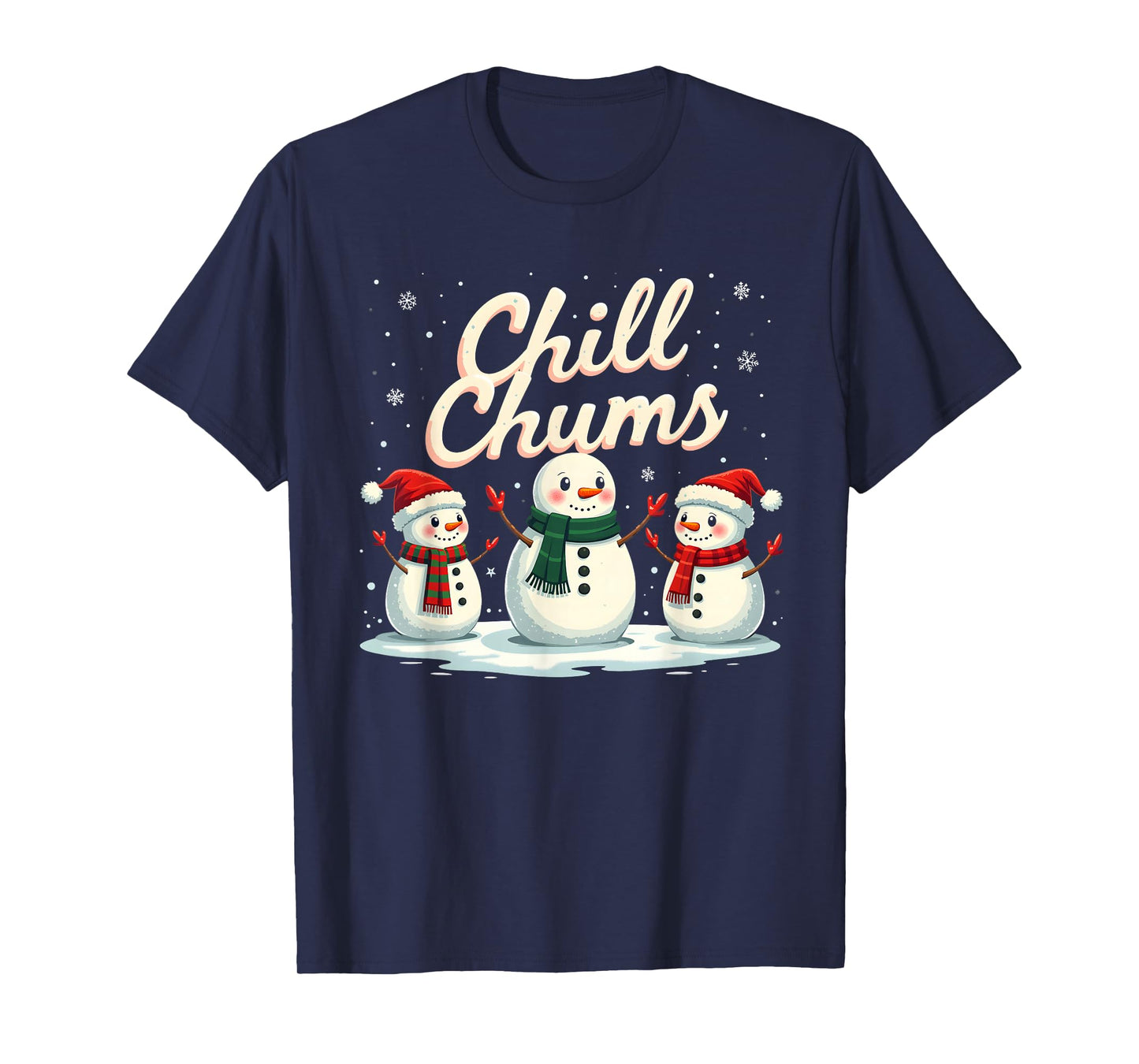 Chill Chums Cute Snowman Friends Design T-Shirt