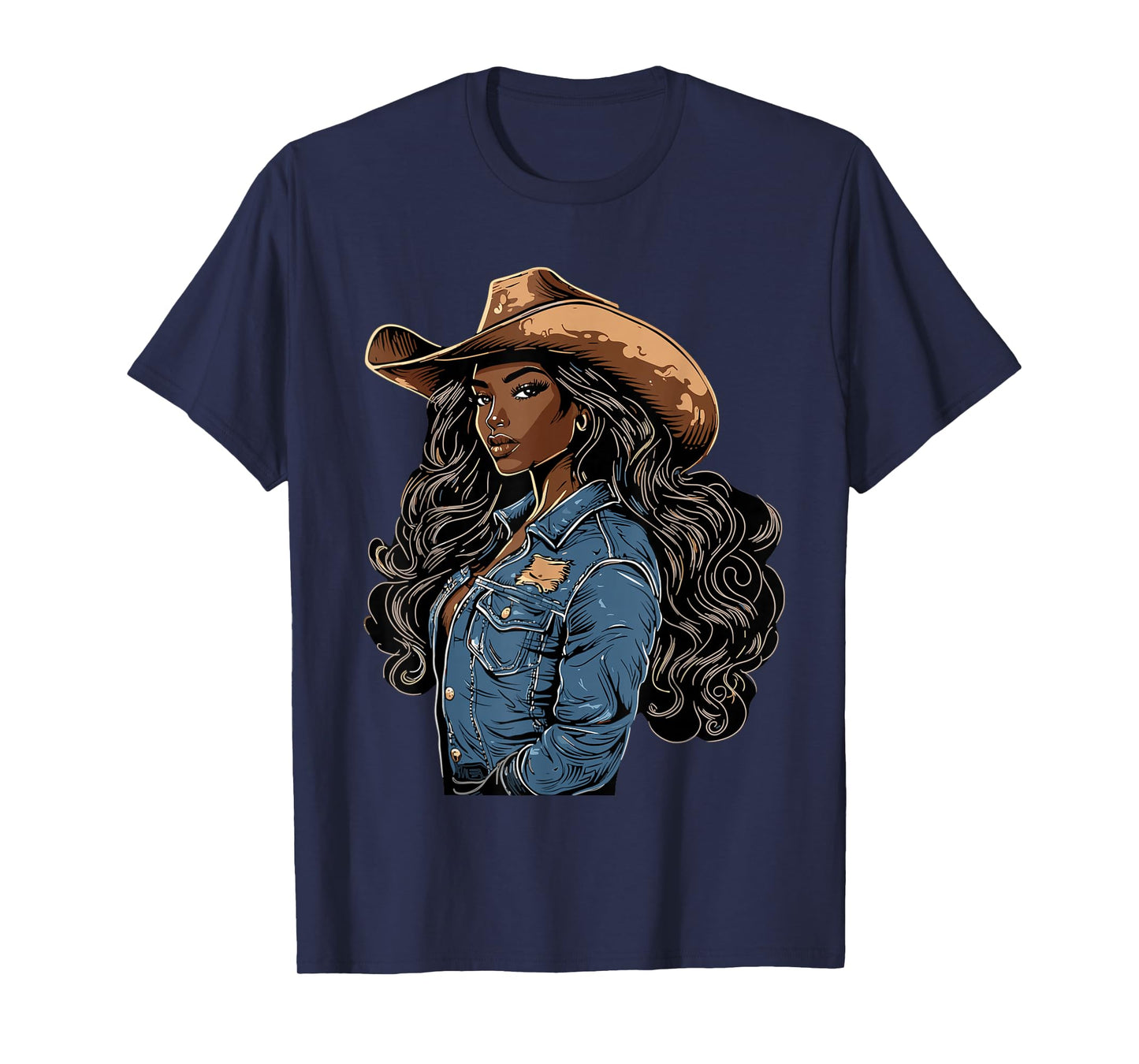 Black African American Cowgirl Western Country Texas Rodeo T-Shirt