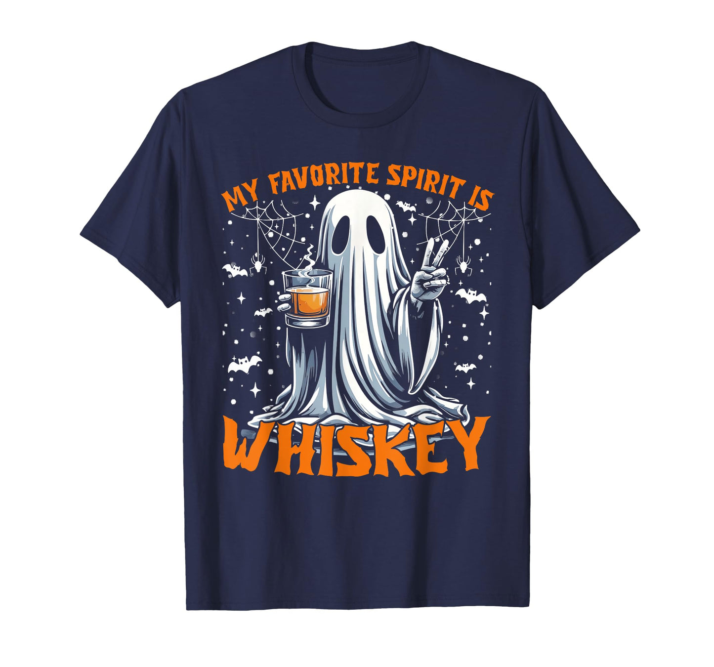 Funny Ghost Halloween My Favorite Spirit Is Whiskey Men T-Shirt