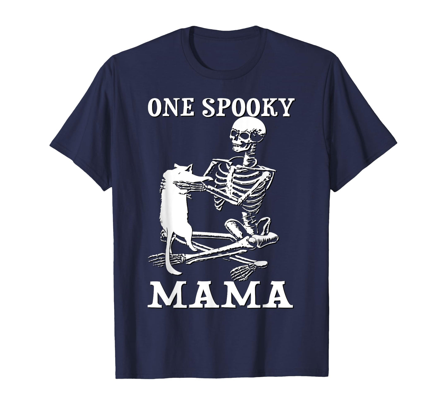 Skeleton Holding A Cat One Spooky Mamaa Halloween Costume T-Shirt for Men Women Kids